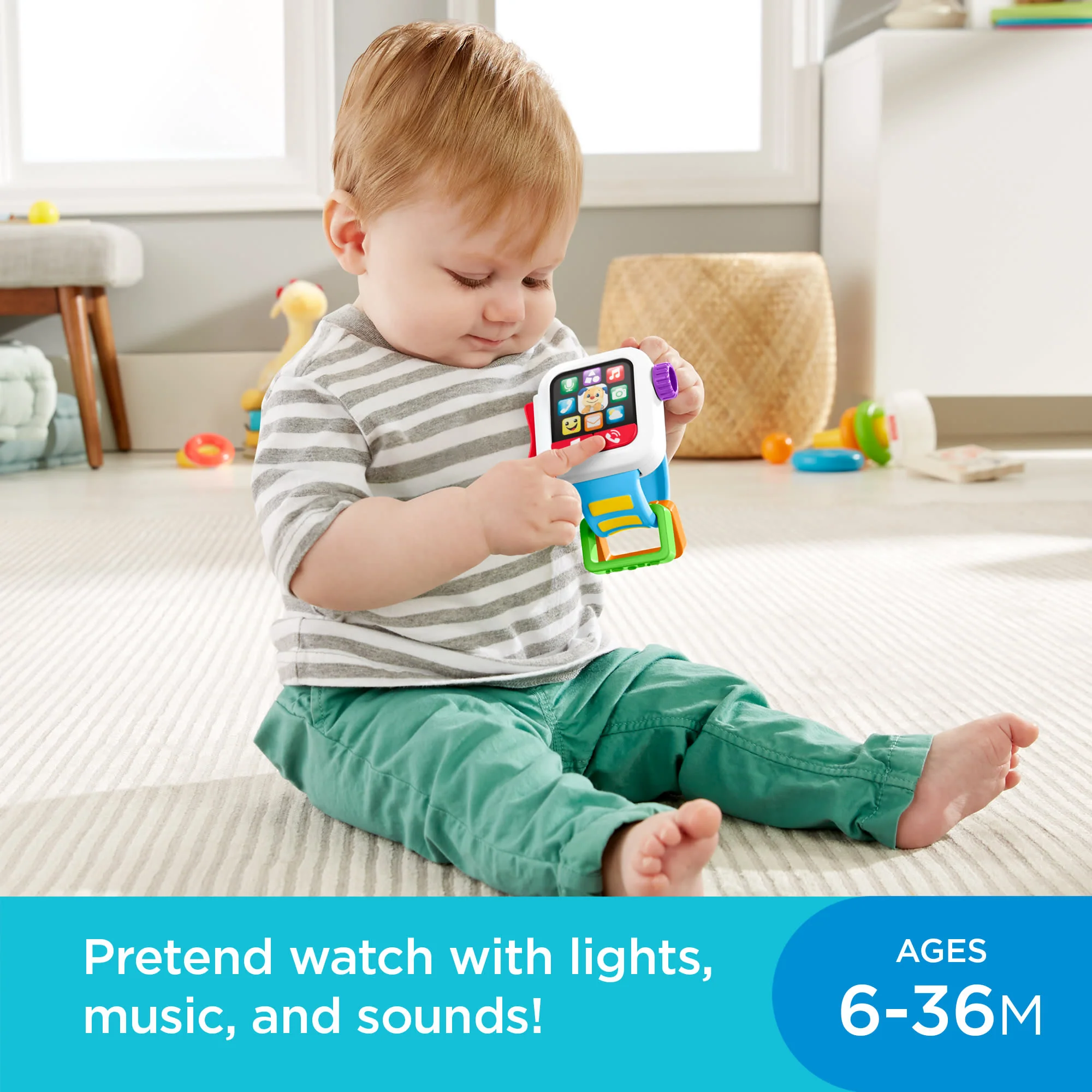 Fisher-Price Laugh & Learn Time To Learn Smartwatch Electronic Musical Toy For Infant & Toddler