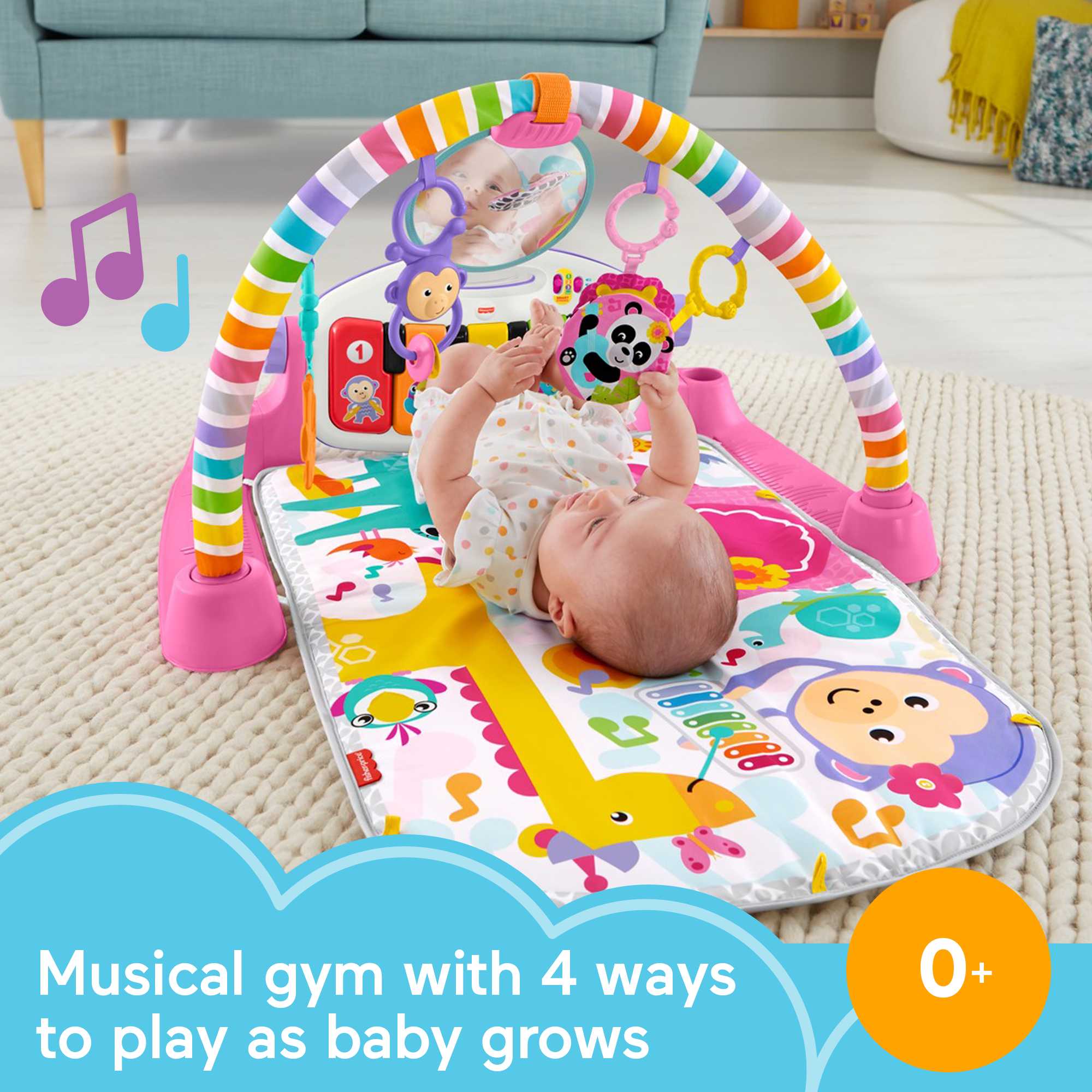 Fisher-Price Deluxe Kick & Play Piano Gym - Pink - English Version