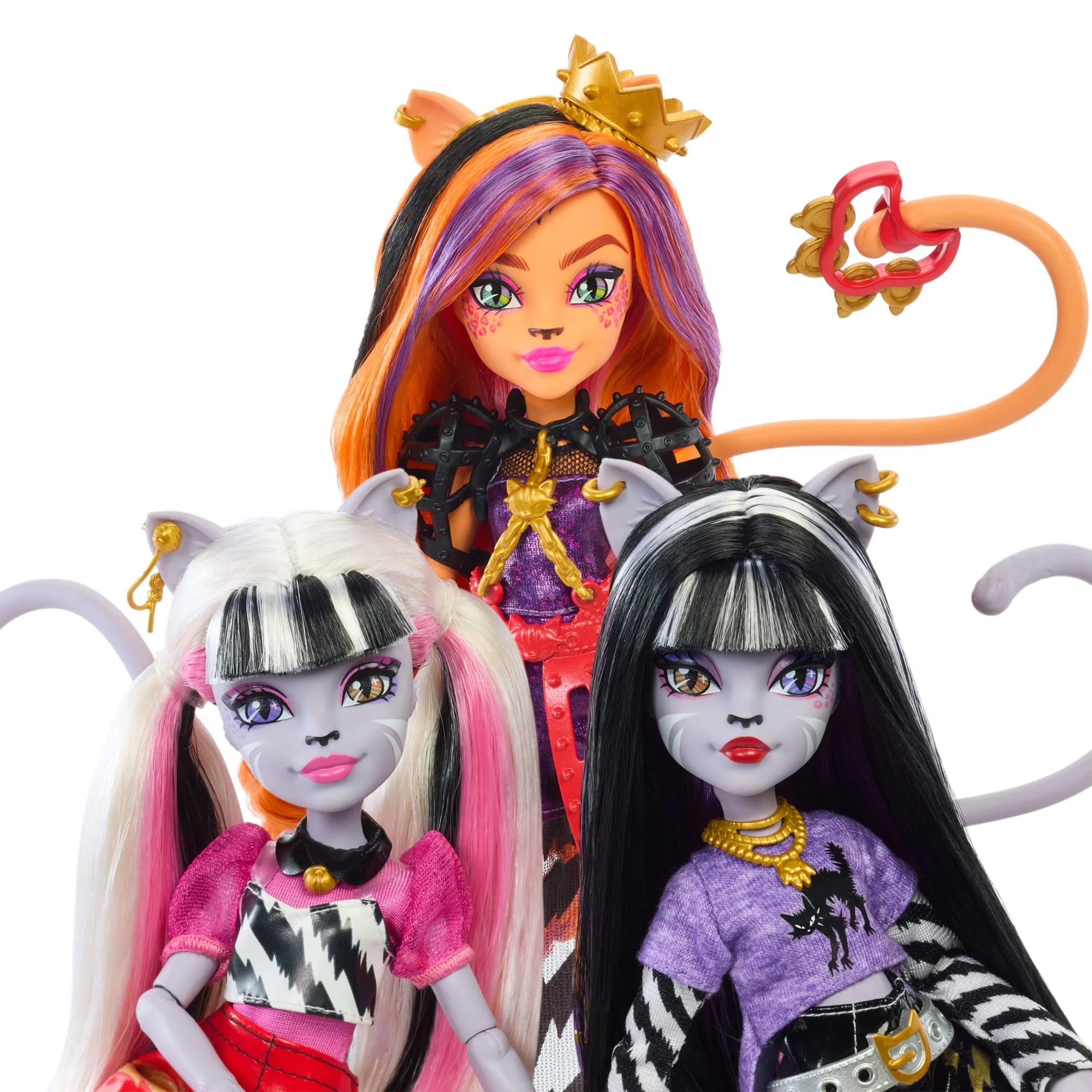 Monster High Dolls, the Hissfits Band three-Pack With Toralei Stripe, Meowlody And Purrsephone