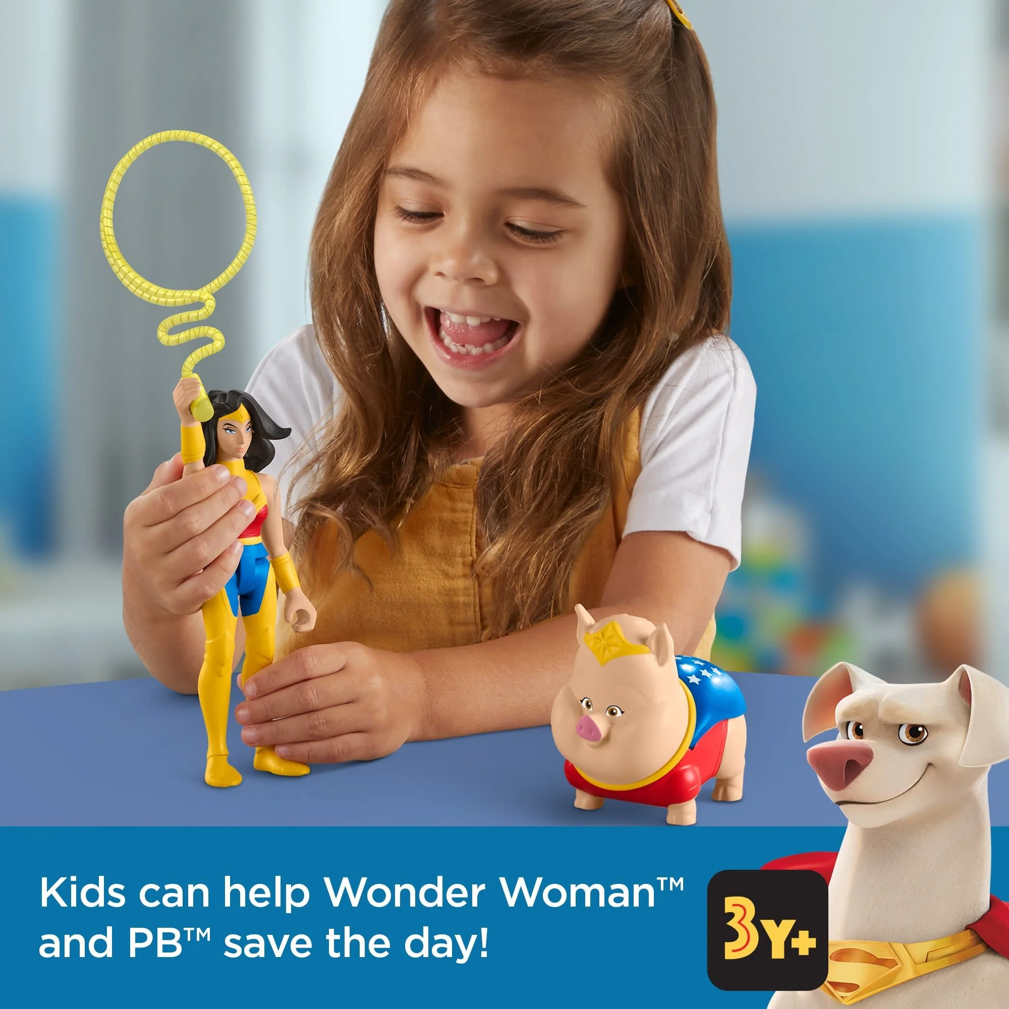 Fisher-Price DC League Of Super-Pets Wonder Woman & PB Poseable Figure Set, 3 Pieces