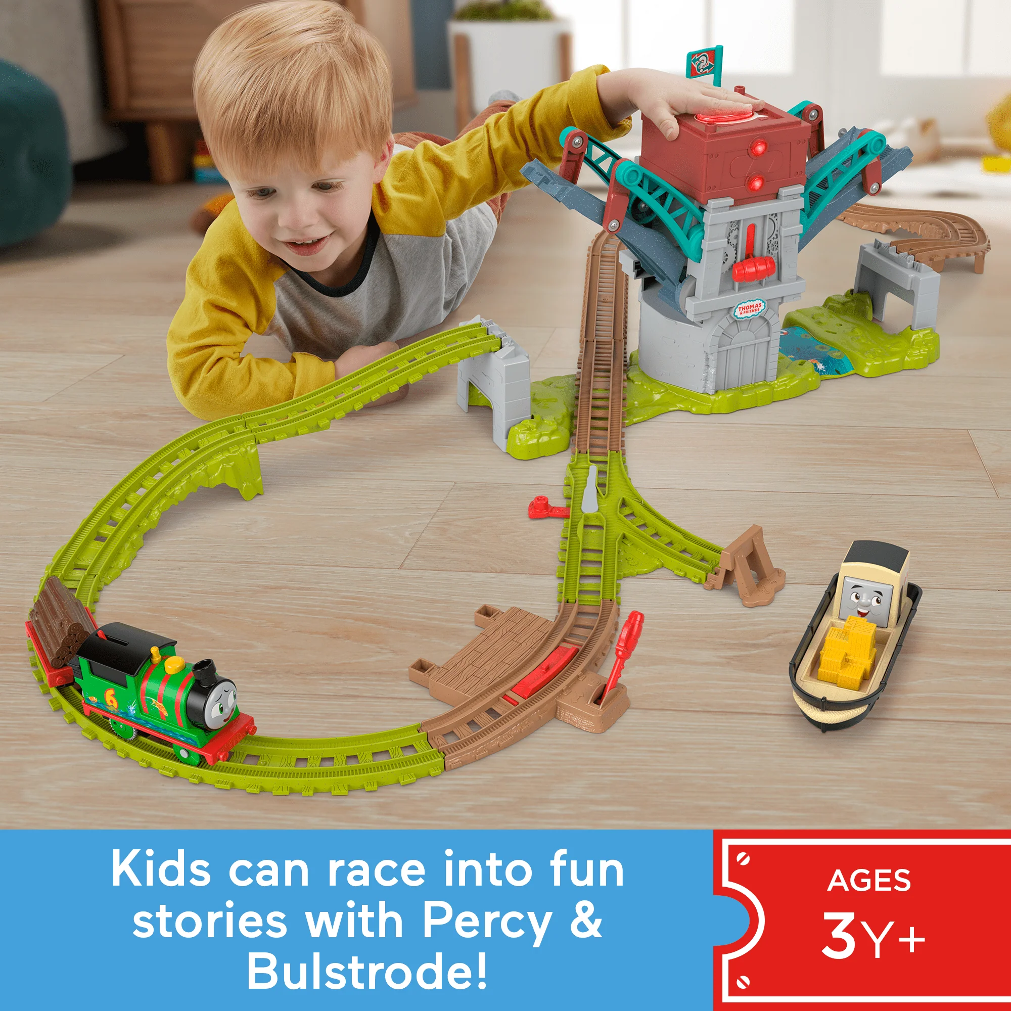 Thomas & Friends Talking Bulstrode & Which-Way Bridge Toy Train Set With Sounds & Percy Engine