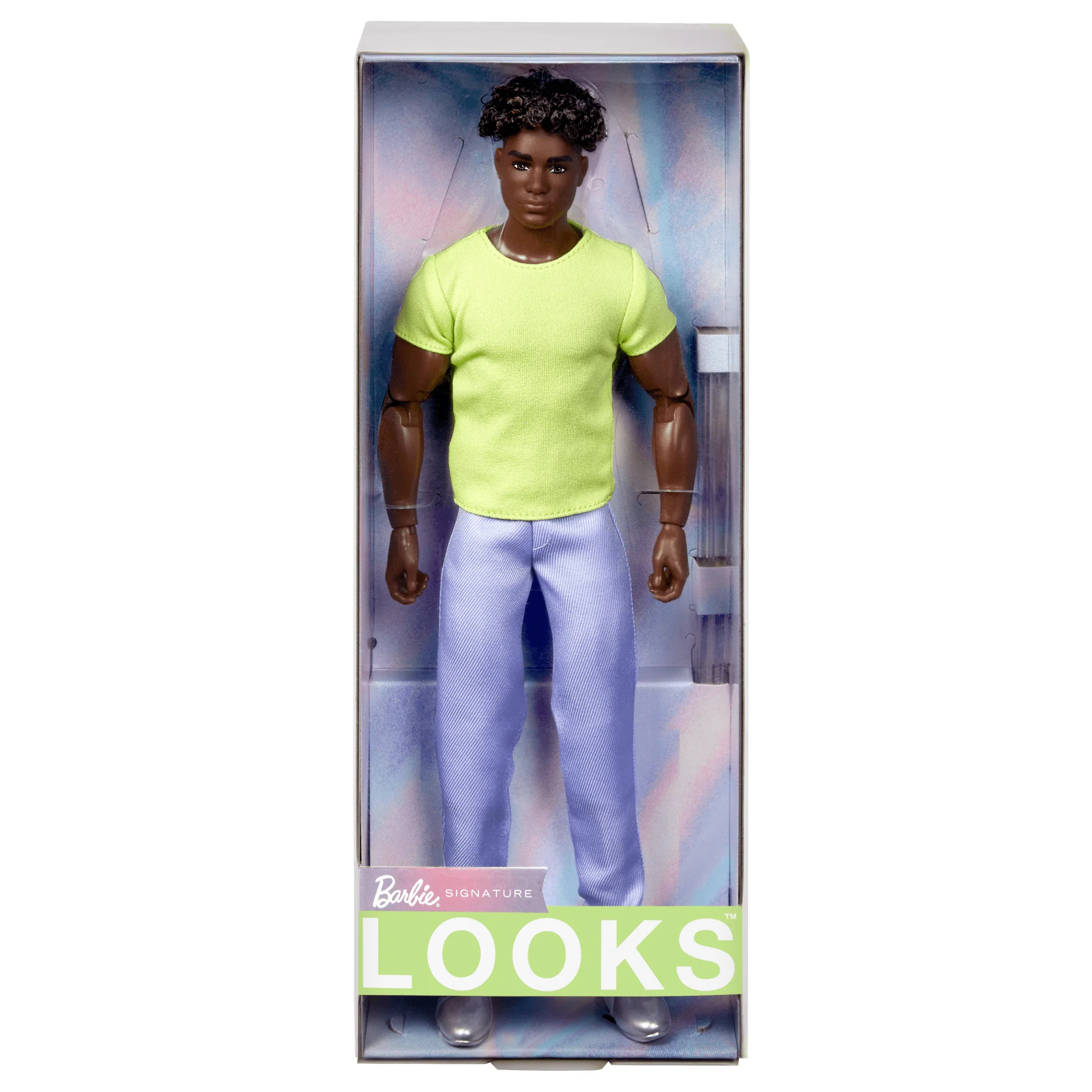 Barbie Looks No. 25 Collectible Ken Doll With Curly Black Hair And Colorful Y2K Fashion
