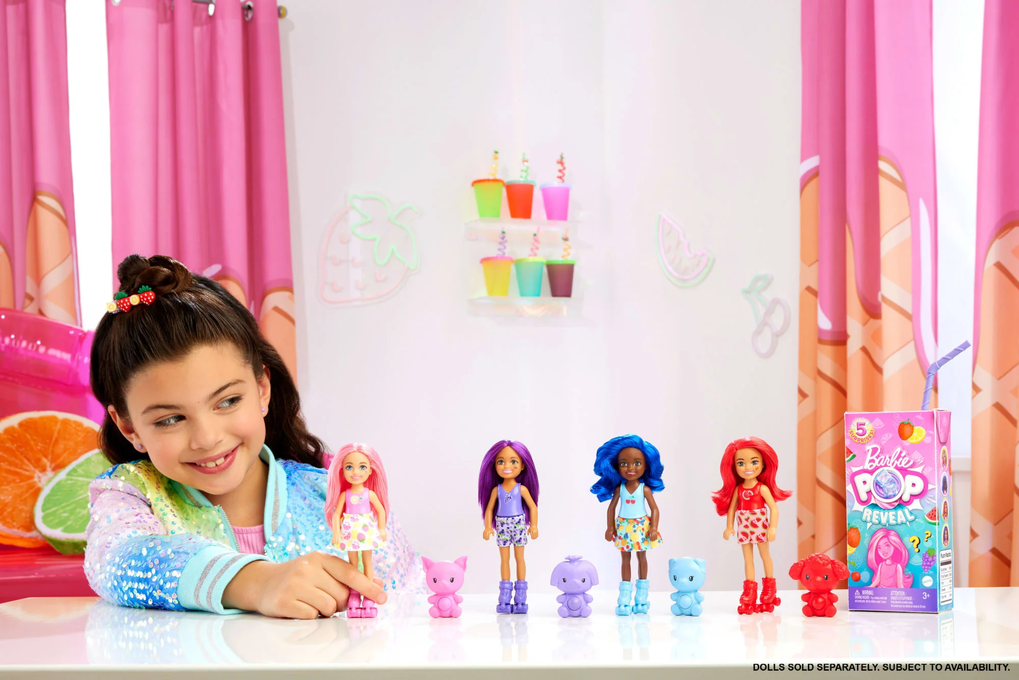 Barbie Pop Reveal Fruit Series Chelsea Doll With 5 Surprises Including Pop-It Pet, Scent & Color Change