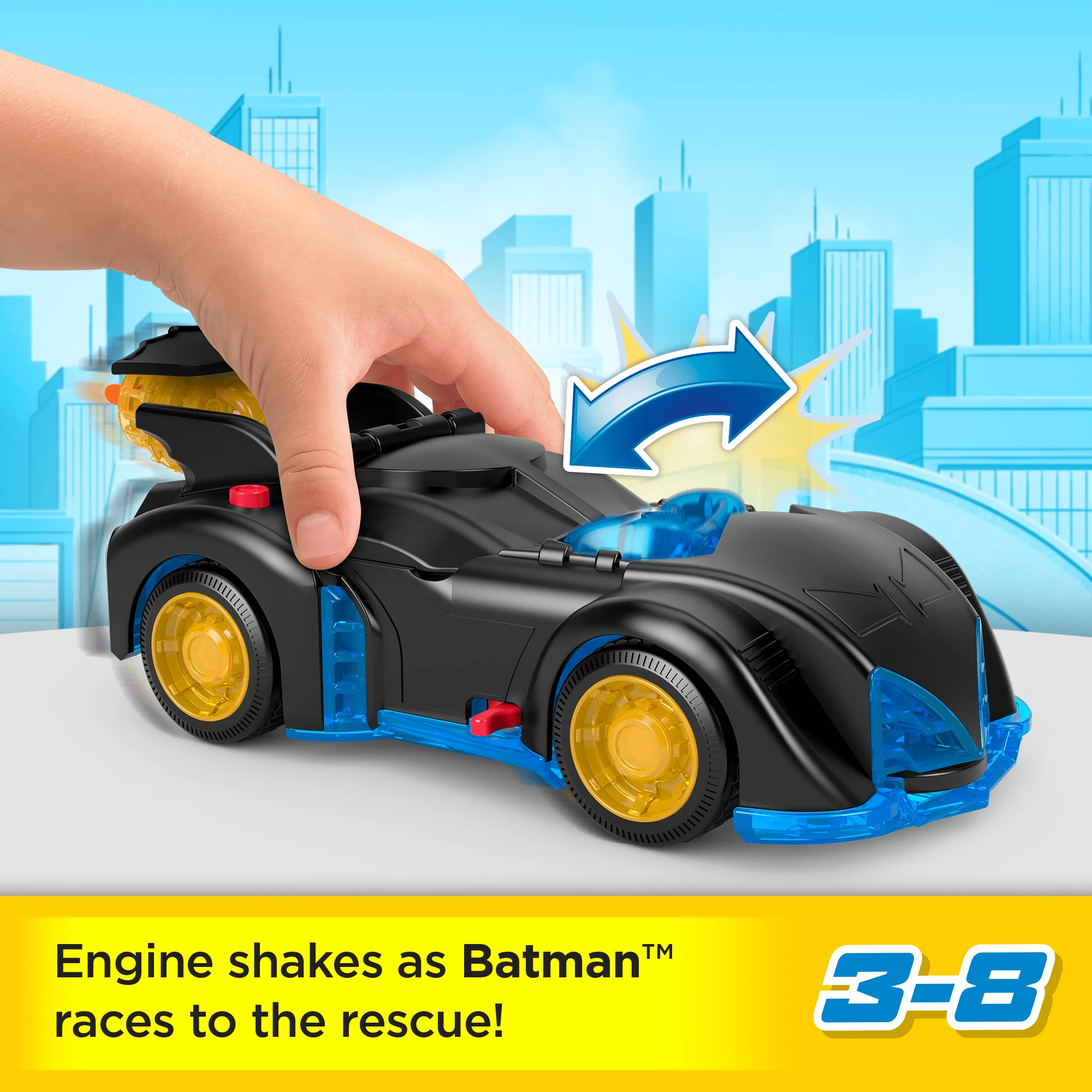 Imaginext DC Super Friends Shake & Spin Batmobile And Batman Figure Set, 4 Pieces