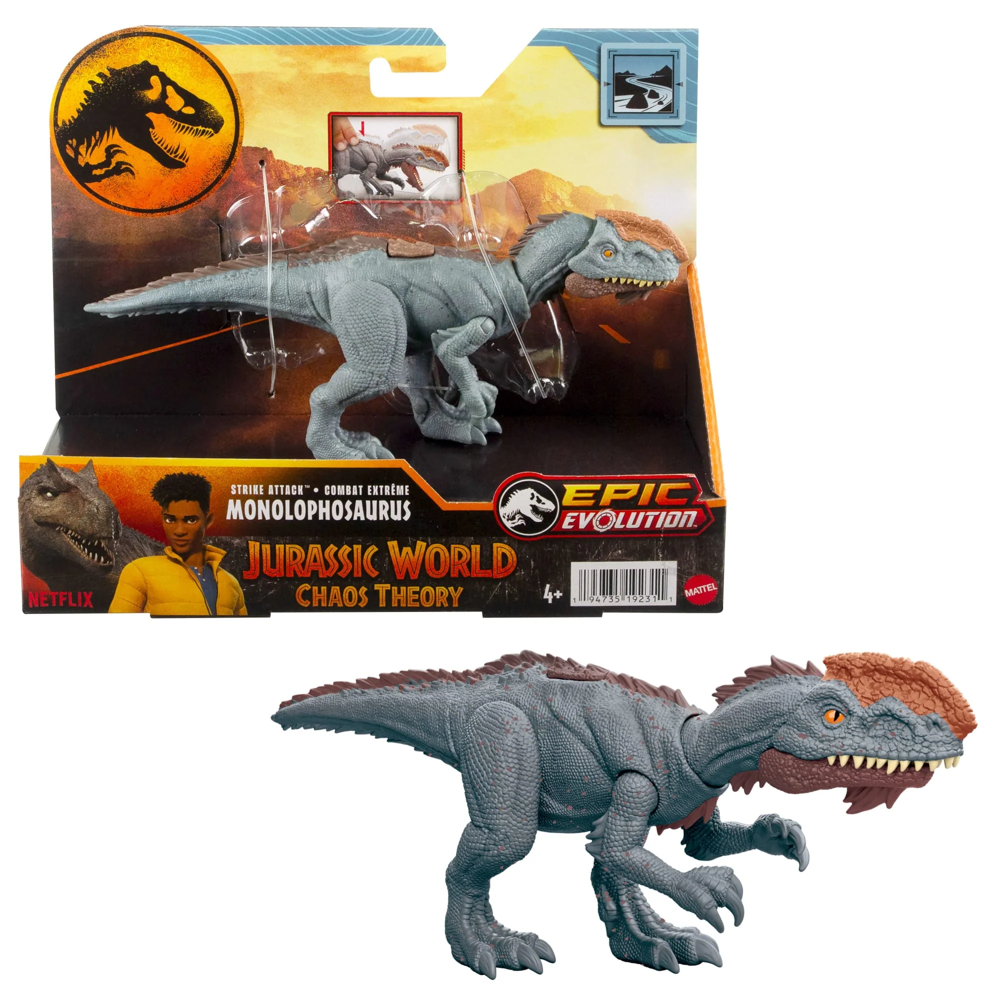 Jurassic World Strike Attack Monolophosaurus Dinosaur Action Figure Toy With Single Strike Action