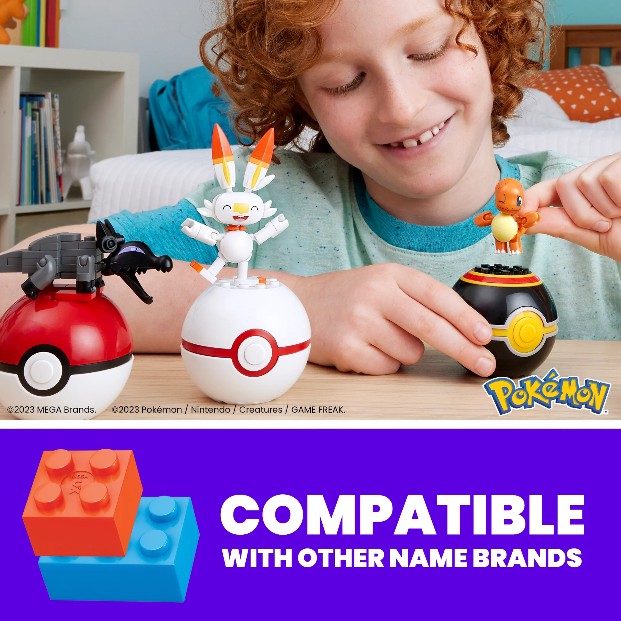 MEGA Pokémon Fire-Type Team Building Toy Kit, 4 Action Figures (105 Pieces) For Kids