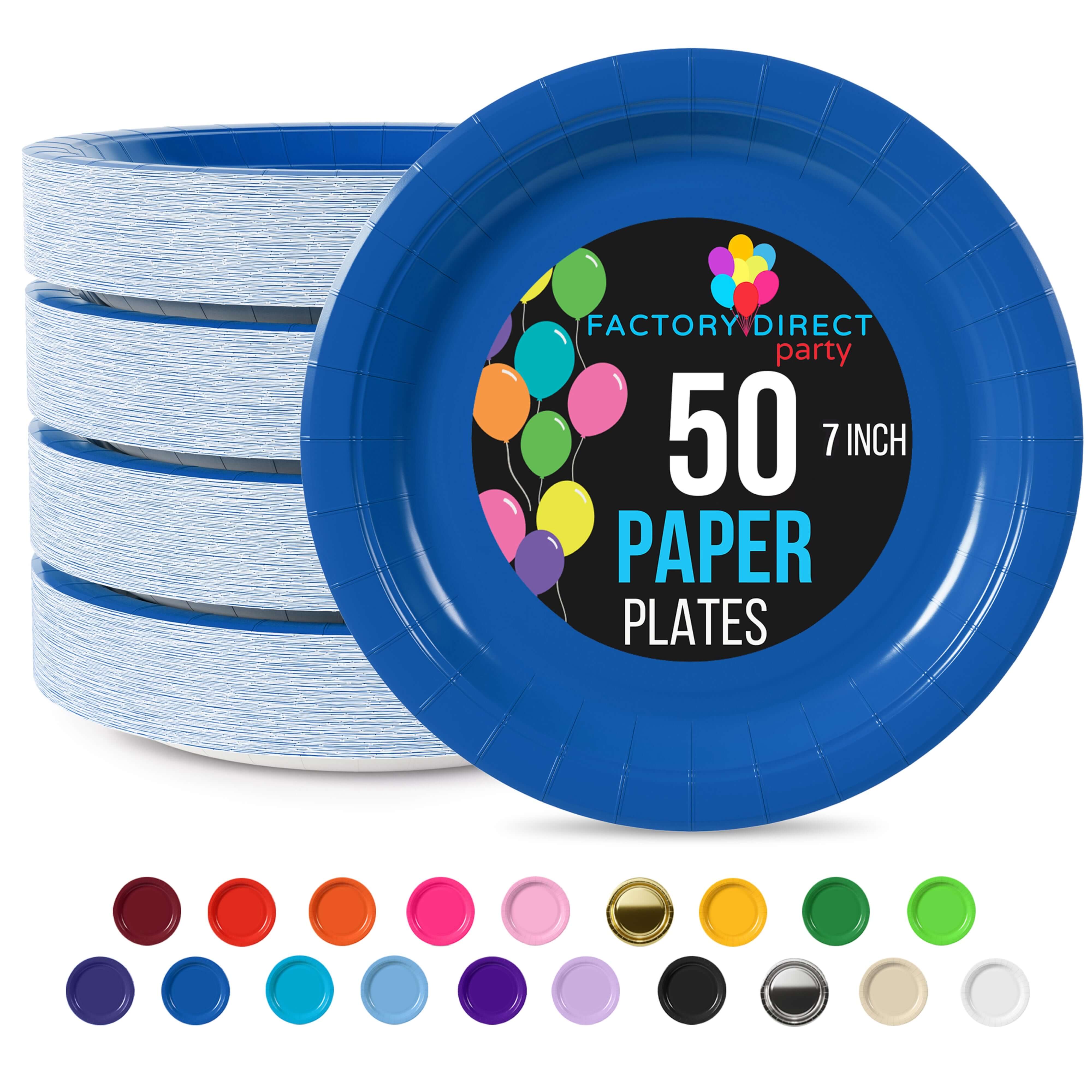 7 In. Dark Blue Paper Plates - 50 Ct.
