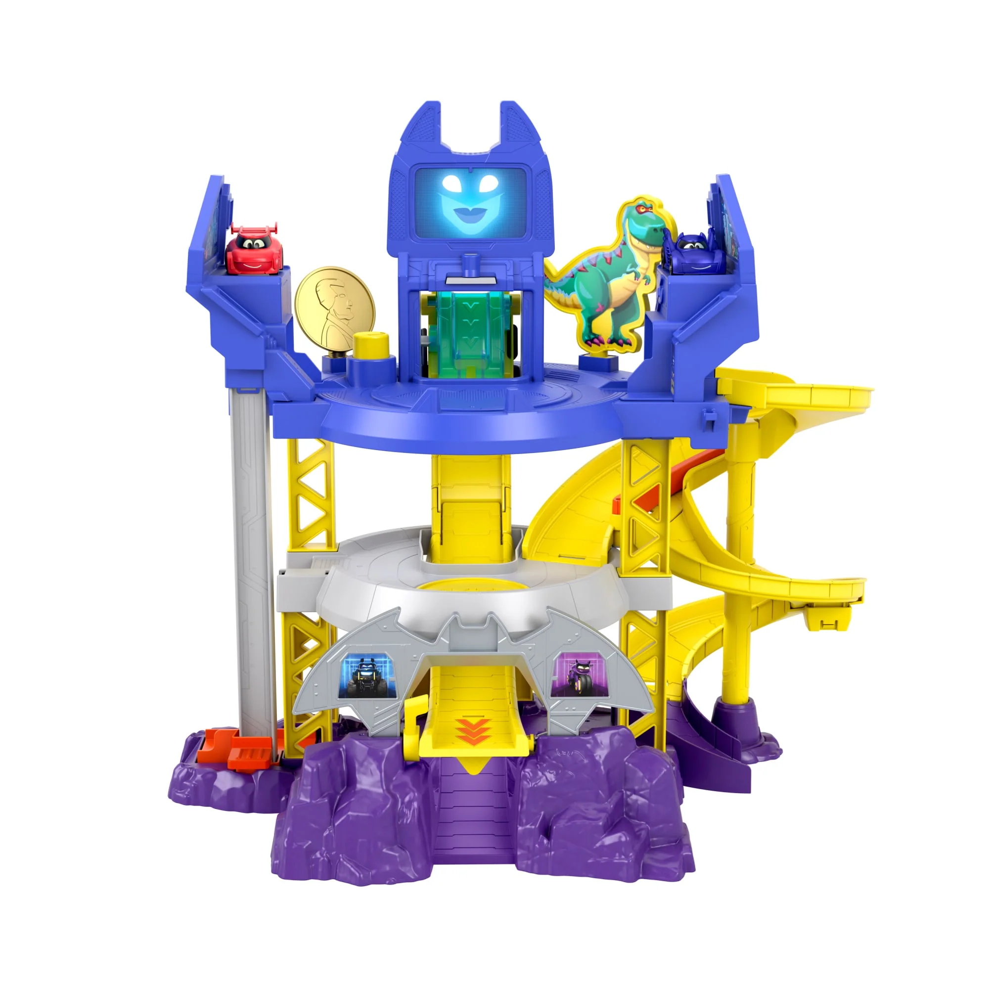Fisher-Price DC Batwheels Race Track Playset, Launch & Race Batcave With Lights Sounds & 2 Toy Cars