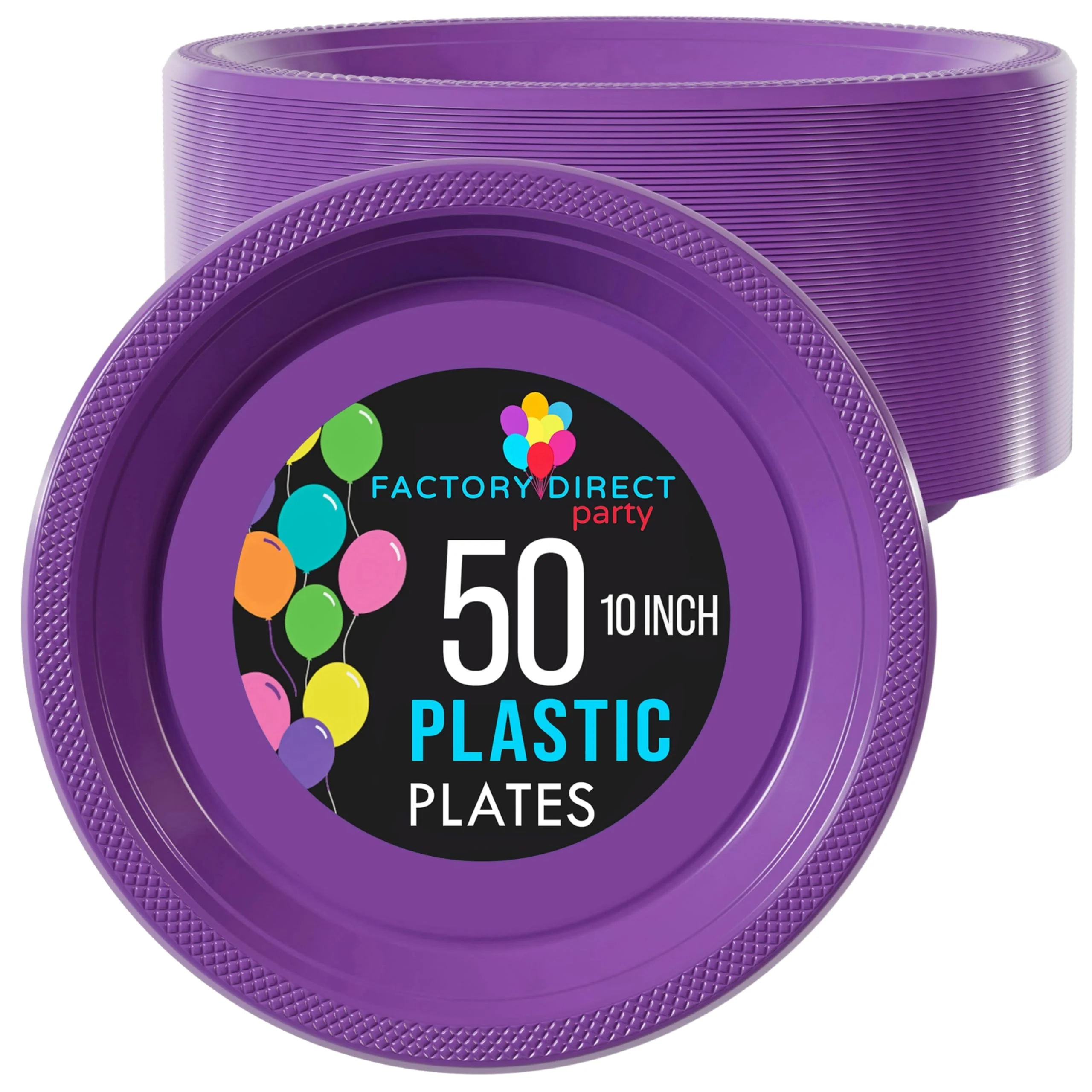 10 In. Purple Plastic Plates | 50 Count