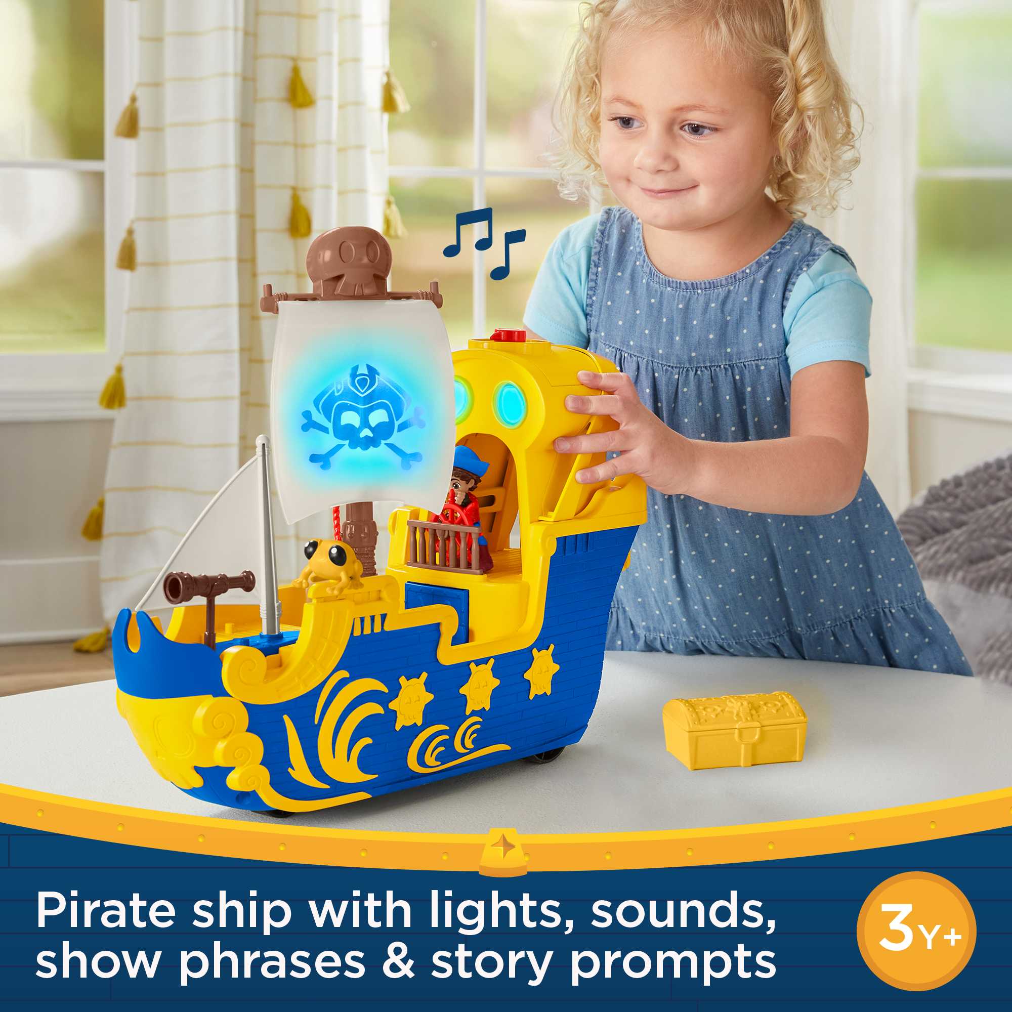Fisher-Price Santiago Of the Seas Lights & Sounds El Bravo Pirate Ship, 8 Pieces