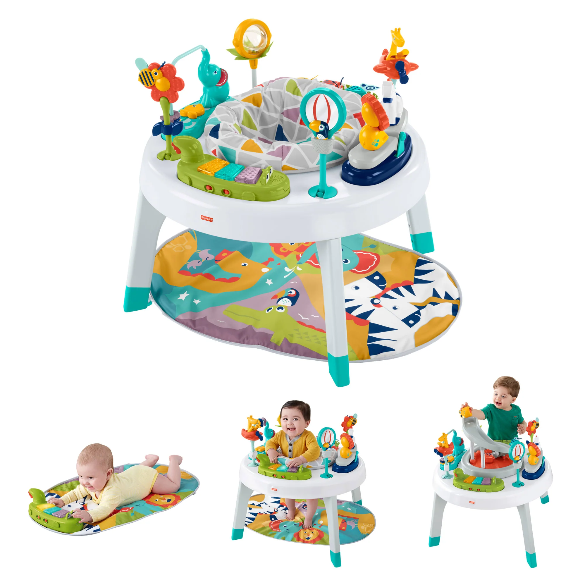 Fisher-Price 3-In-1 Sit-To-Stand Infant Activity Center And Toddler Play Table With Newborn Playmat