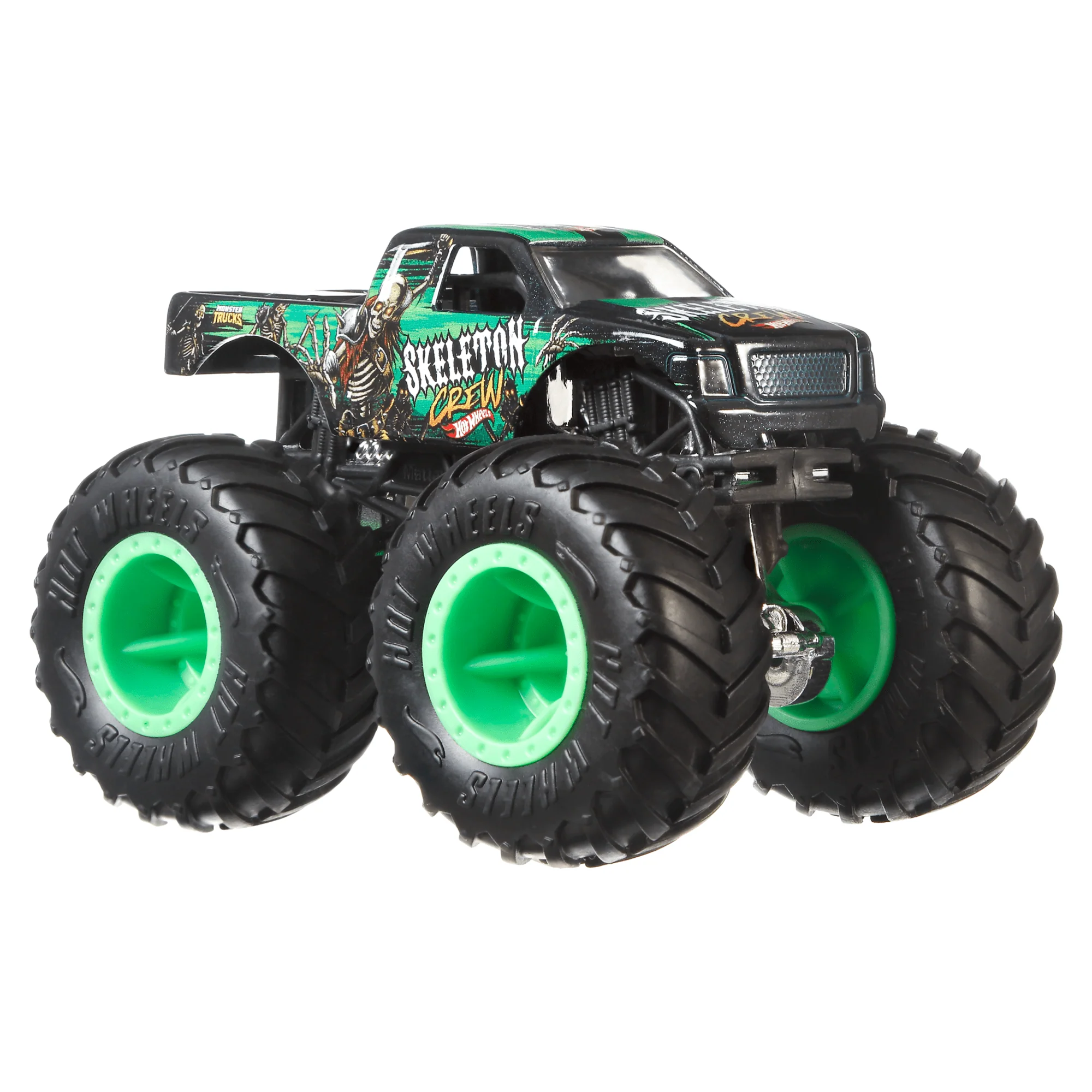 Hot Wheels Monster Trucks Vehículo de Juguete Camión Skeleton Crew + Blind Sided