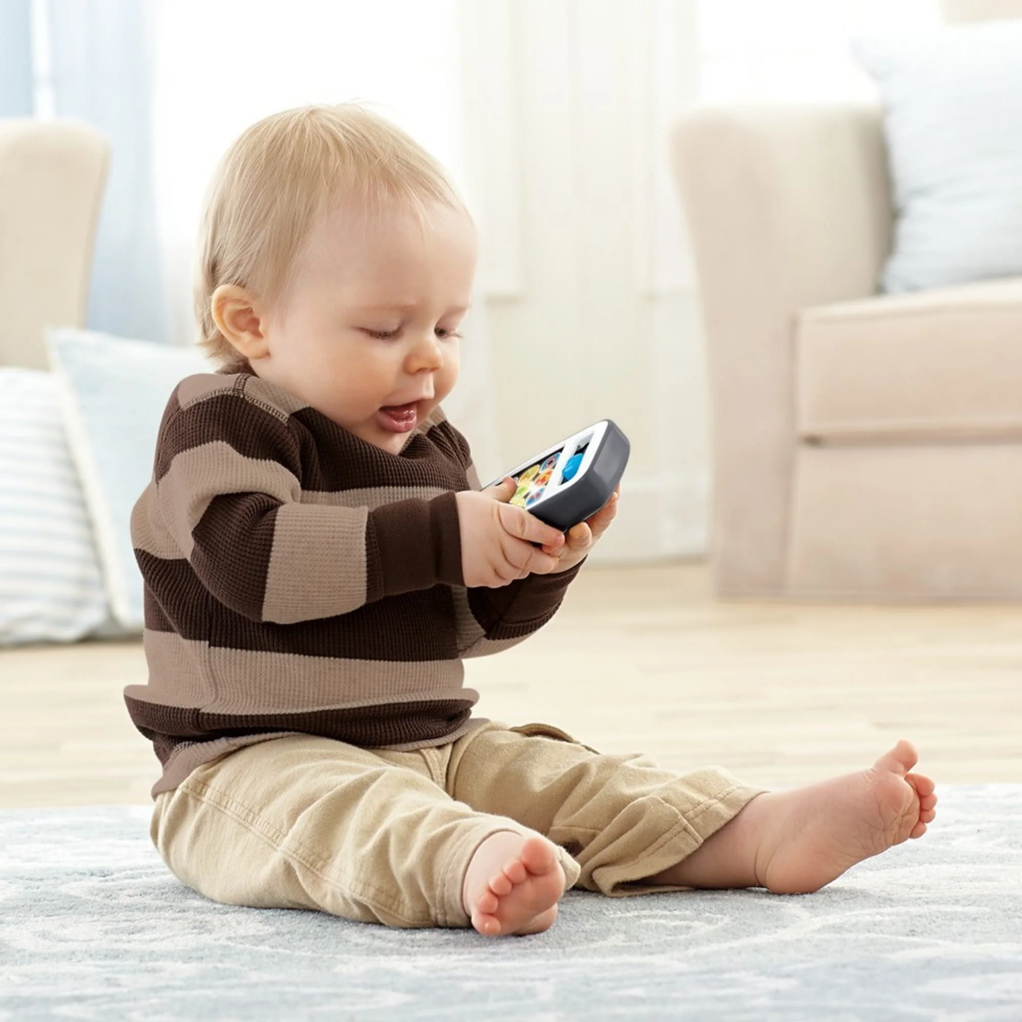 Fisher-Price Laugh & Learn Smart Phone Electronic Baby Learning Toy With Lights & Sounds, Gray