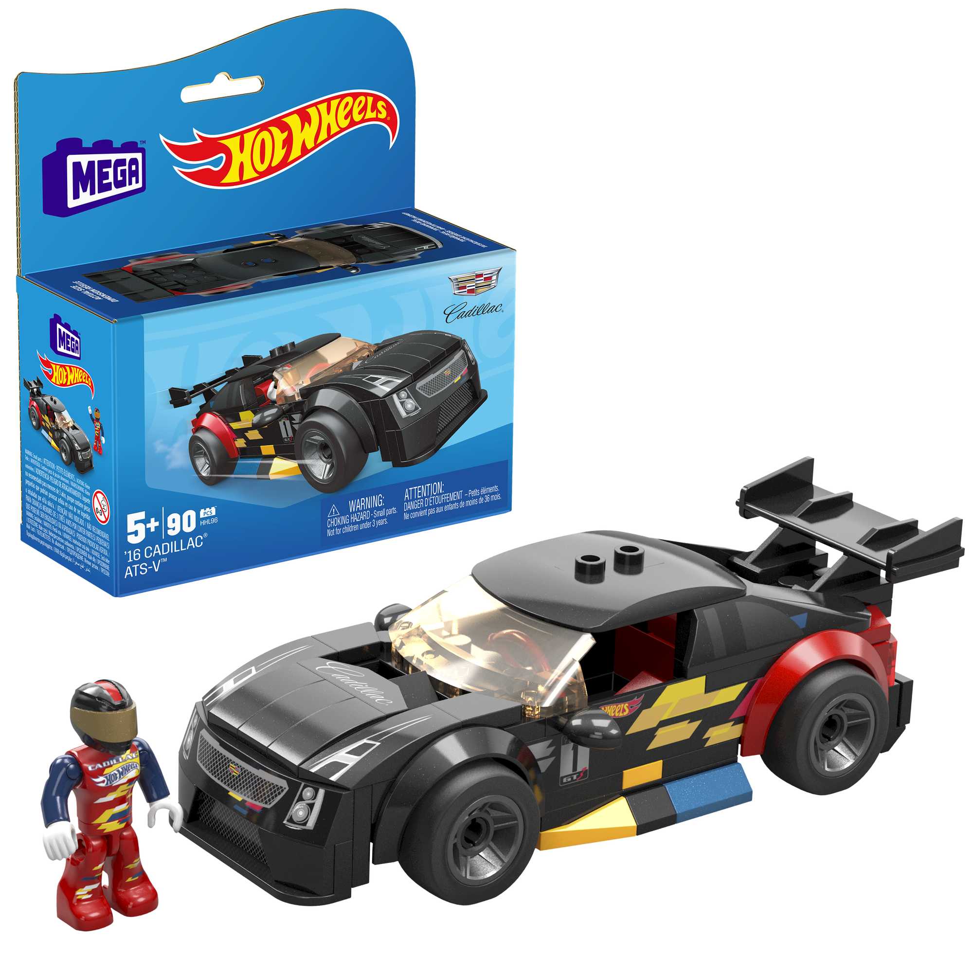 MEGA Hot Wheels 16 Cadillac Ats-V Building Toy Car With 1 Figure (90 Pieces)
