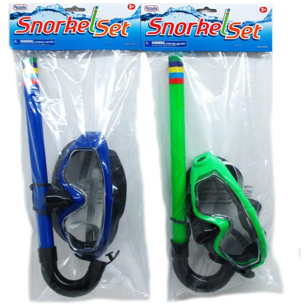 13.5in Snorkel & Mask Set In Poly Bag W/Header 4Assrt Clrs