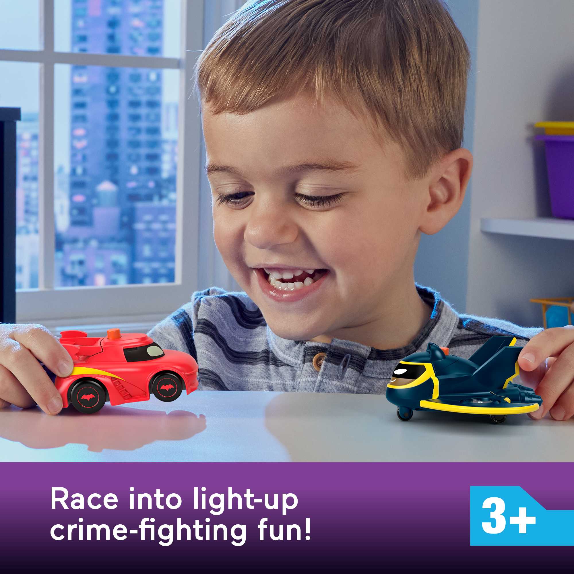 Fisher-Price DC Batwheels Light-Up 1:55 Scale Toy Cars, Redbird And Batwing, 2-Piece Preschool Toys