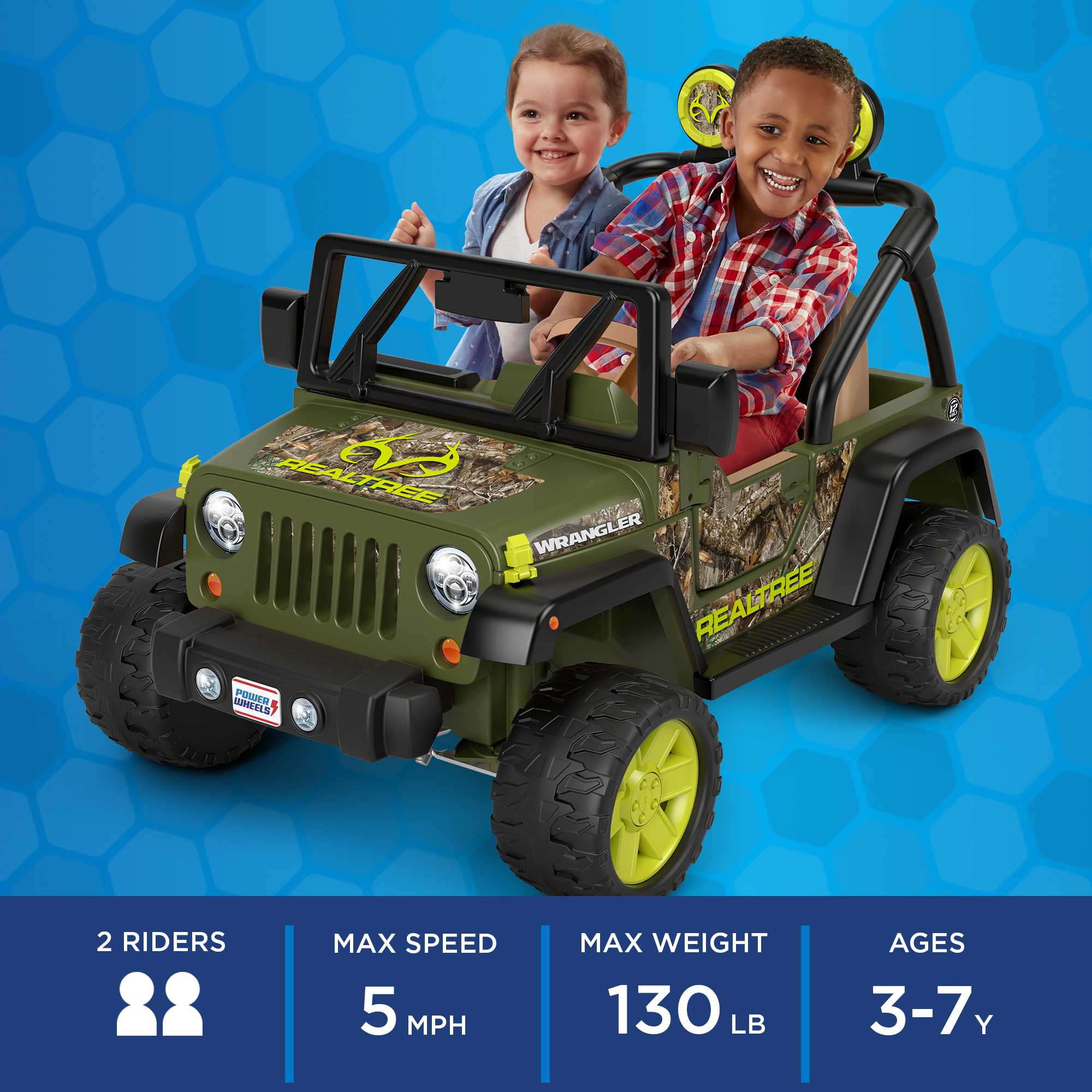 Power Wheels Realtree Jeep Wrangler Battery Powered 12V Ride On Vehicle
