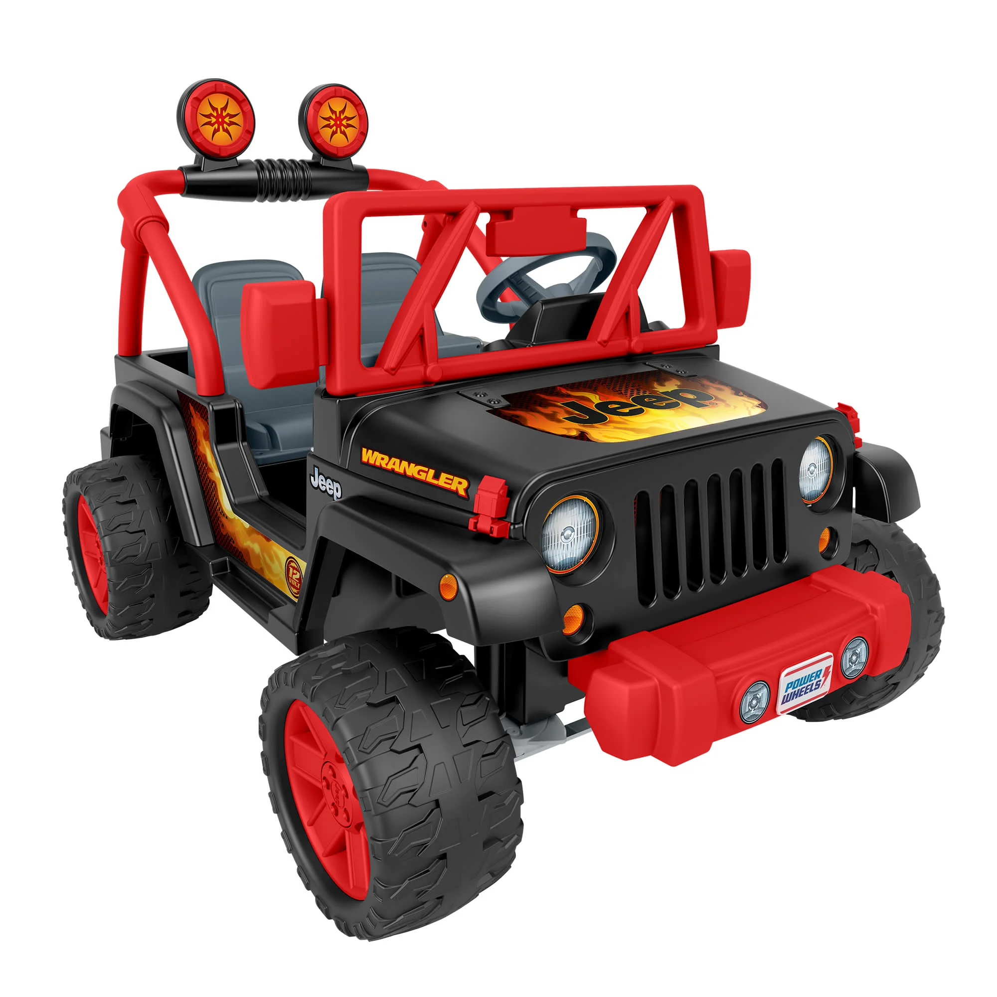 Power Wheels Tough Talking Jeep Wrangler Ride-On Toy With Sounds, Preschool Toy, Black & Red