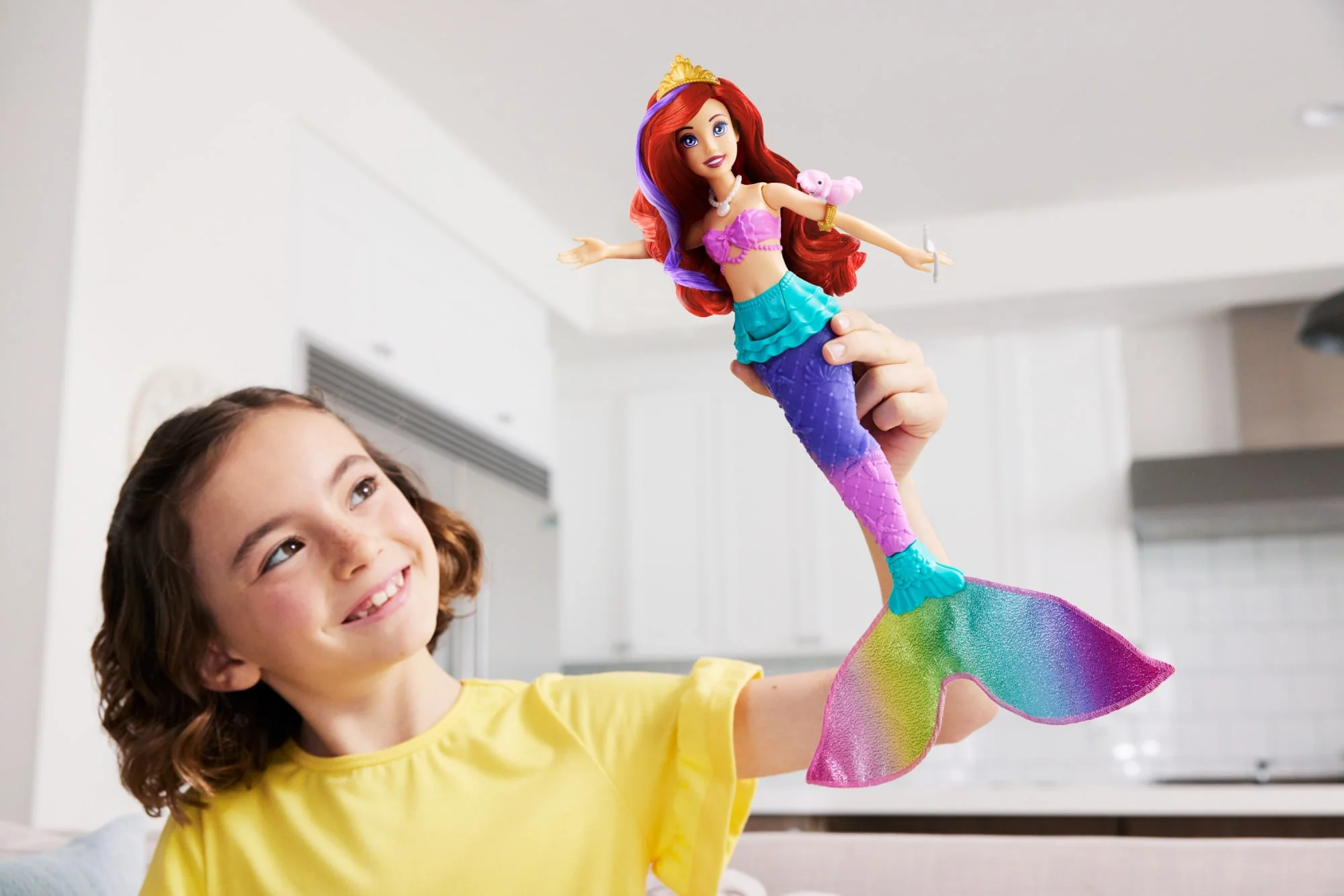 Disney Princess Ariel Swimming Mermaid Fashion Doll With Color-Change Hair & Tail