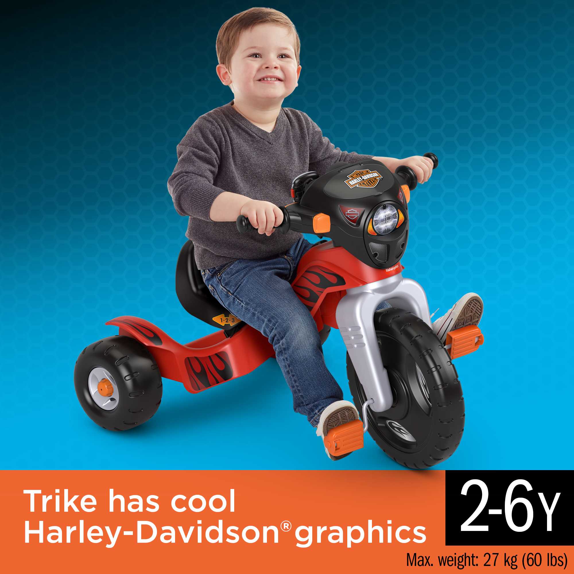 Fisher-Price Harley Davidson Tricycle For Toddlers, Lights & Sounds, Adjustable Seat