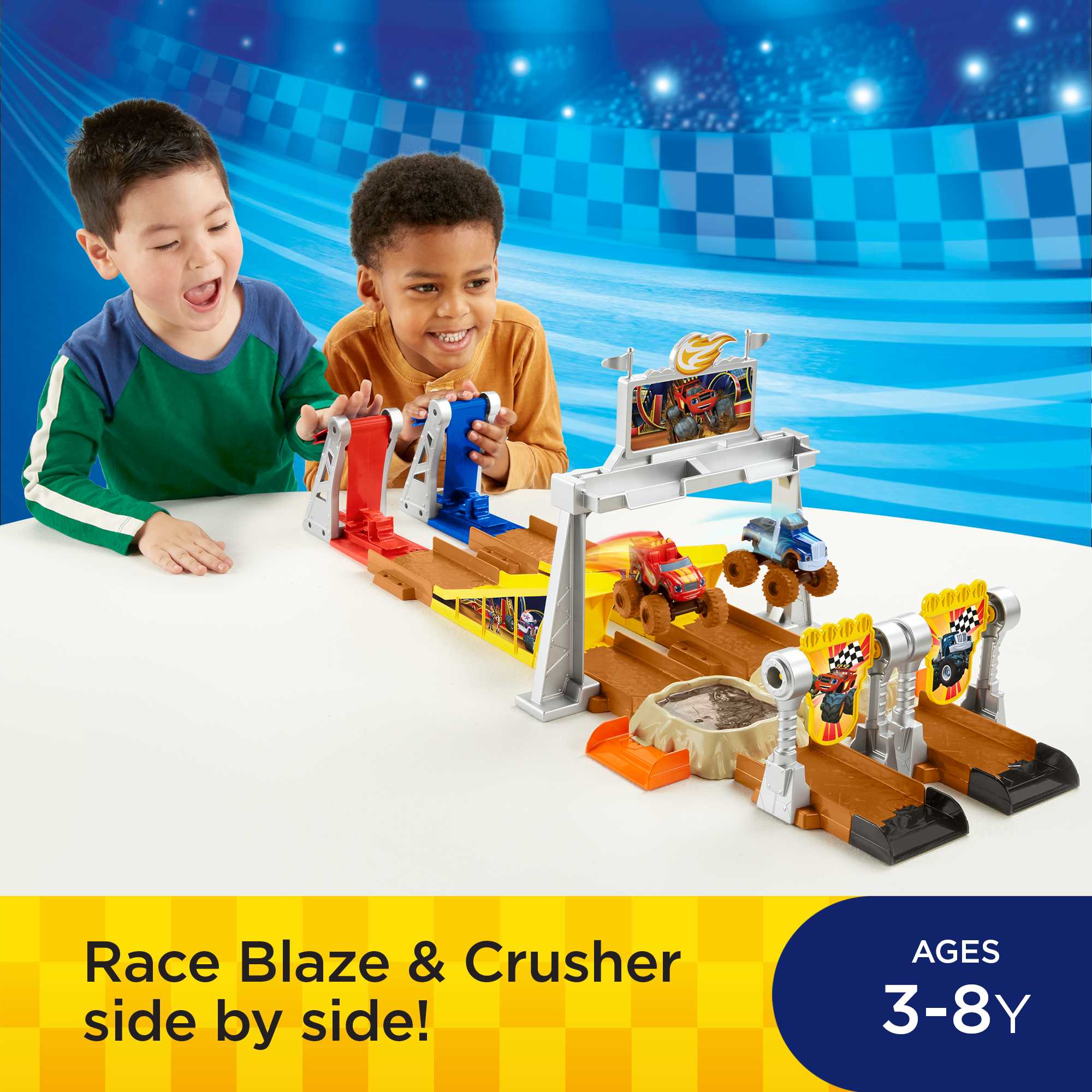 Fisher-Price Blaze And the Monster Machines Mud Pit Race Track Playset With 2 Toy Trucks & Slime