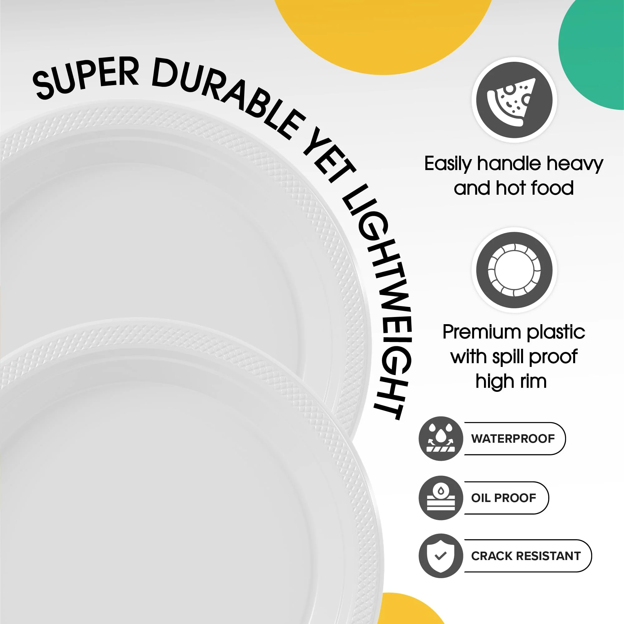 9 In. White Plastic Plates | 50 Count