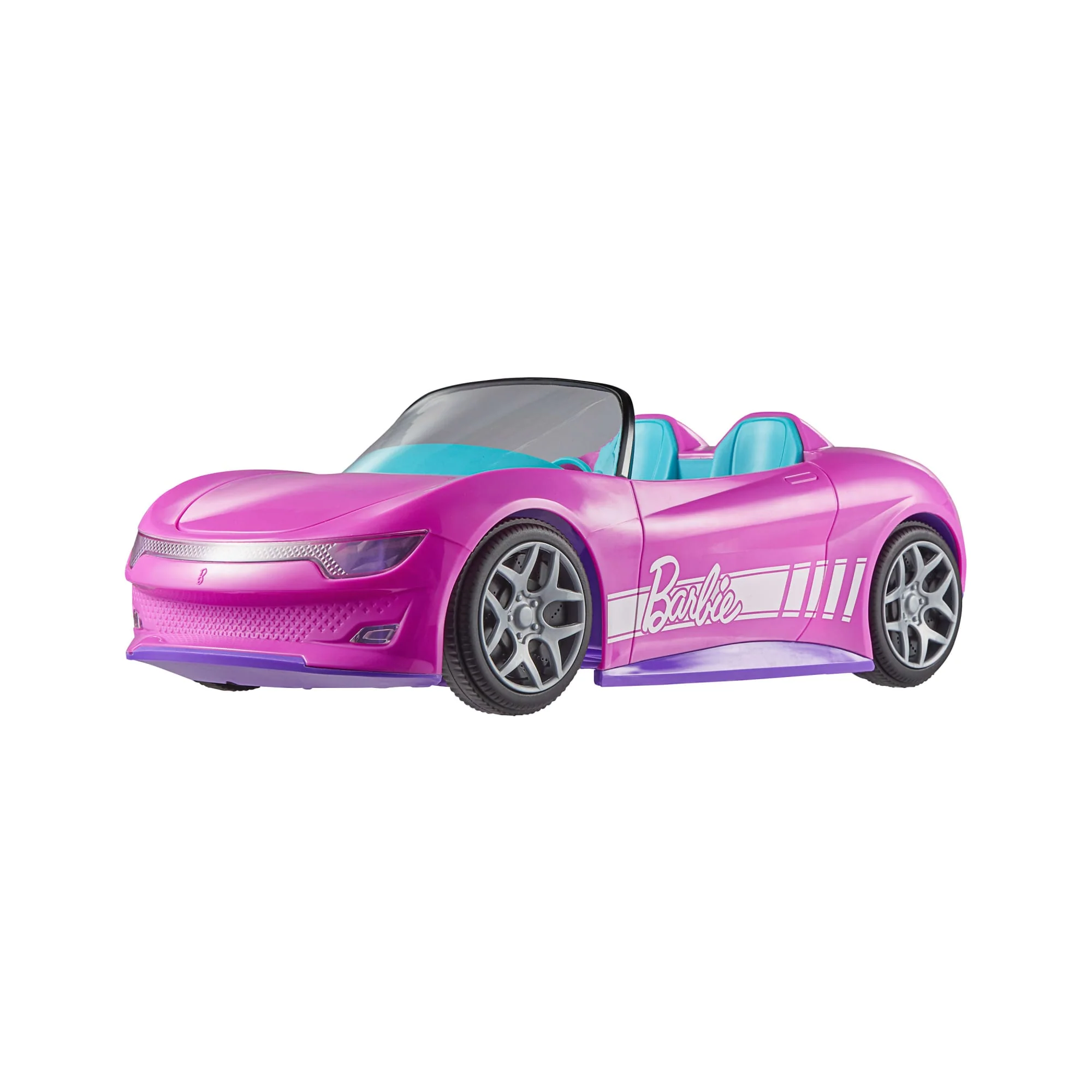Hot Wheels RC Barbie Convertible, Battery-Powered Remote-Control Toy Car, Fits 2 Barbie Dolls