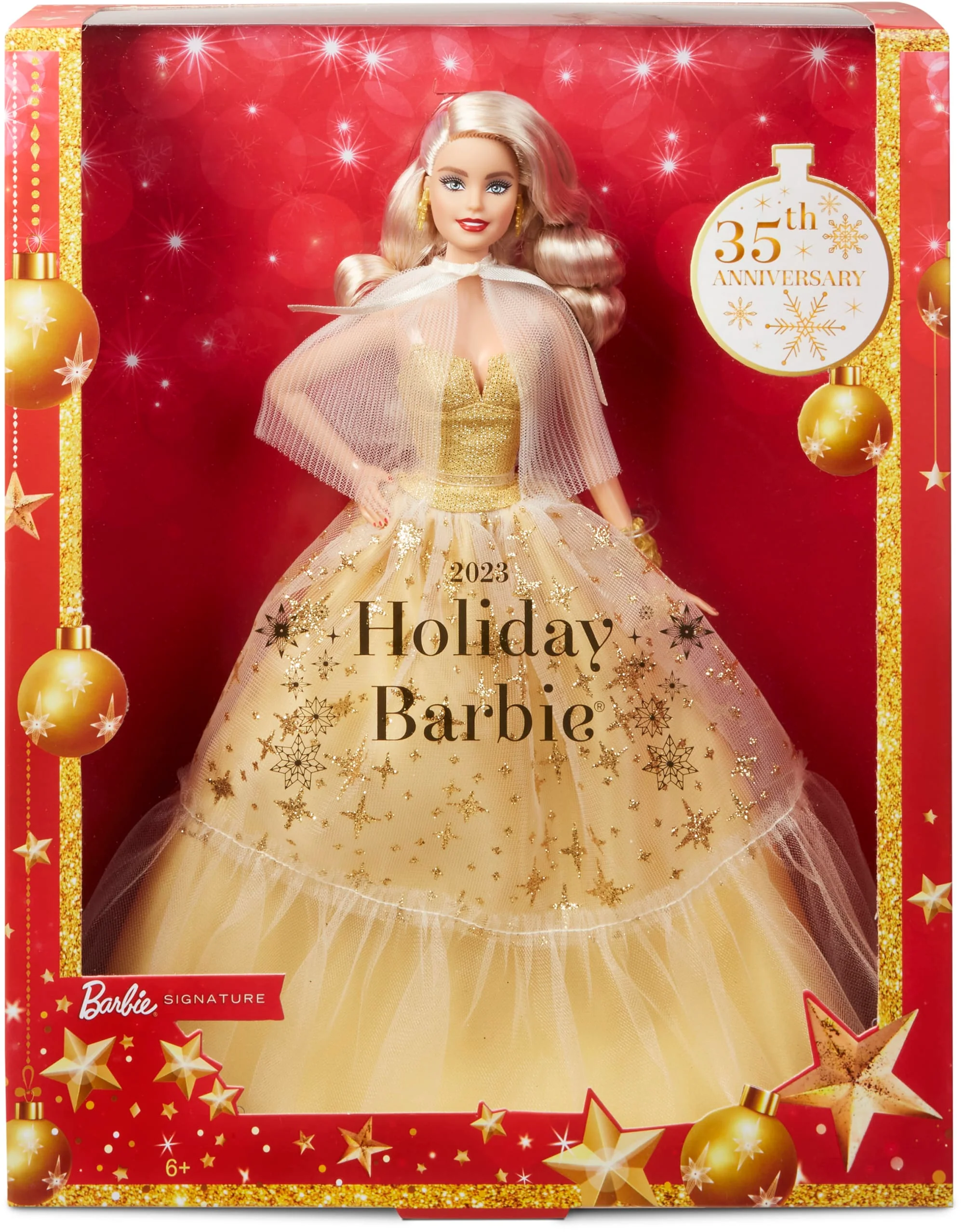2023 Holiday Barbie Doll, Seasonal Collector Gift, Golden Gown And Blond Hair
