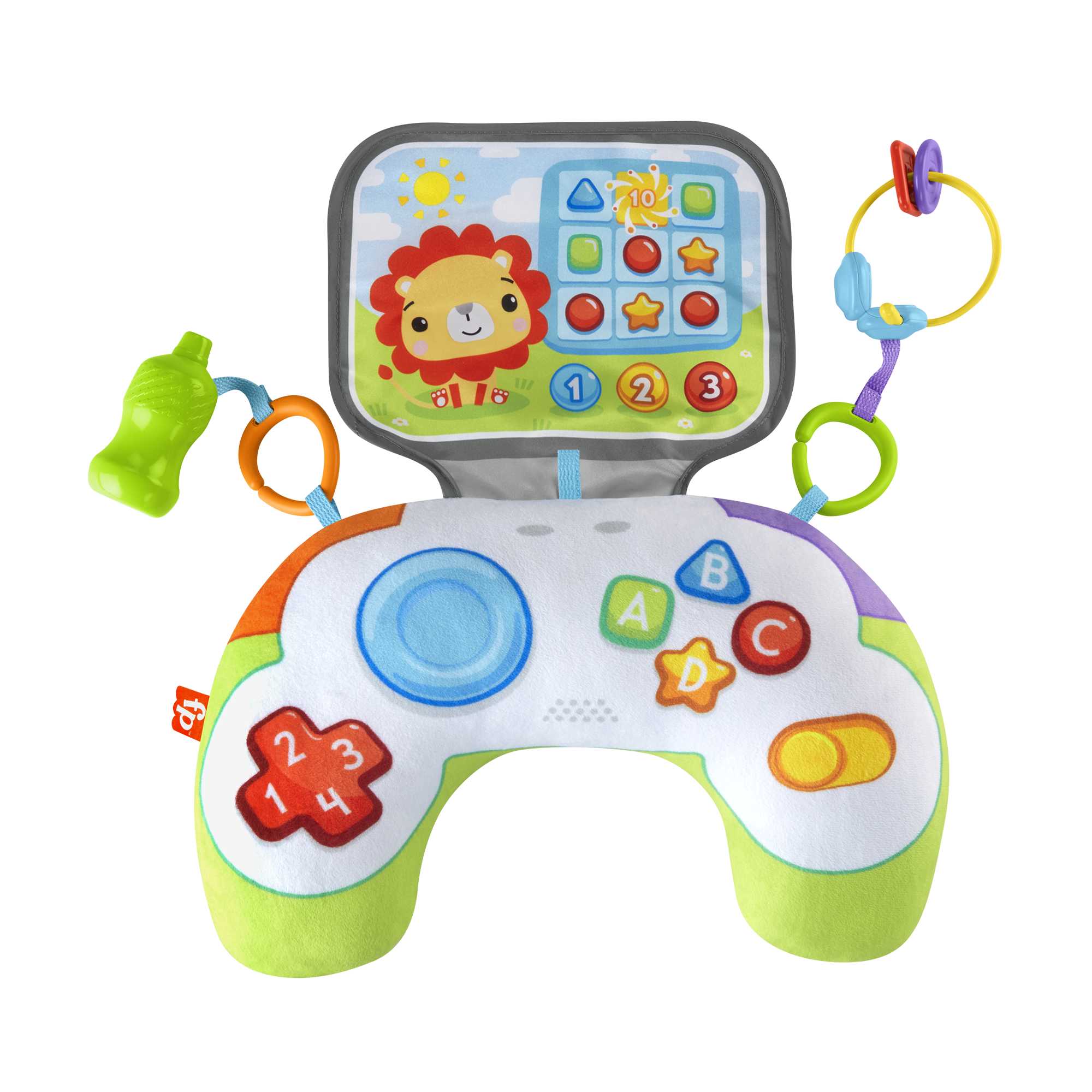 Fisher-Price Littlest Gamer Tummy Wedge With 2 Linkable Baby Toys For Newborns