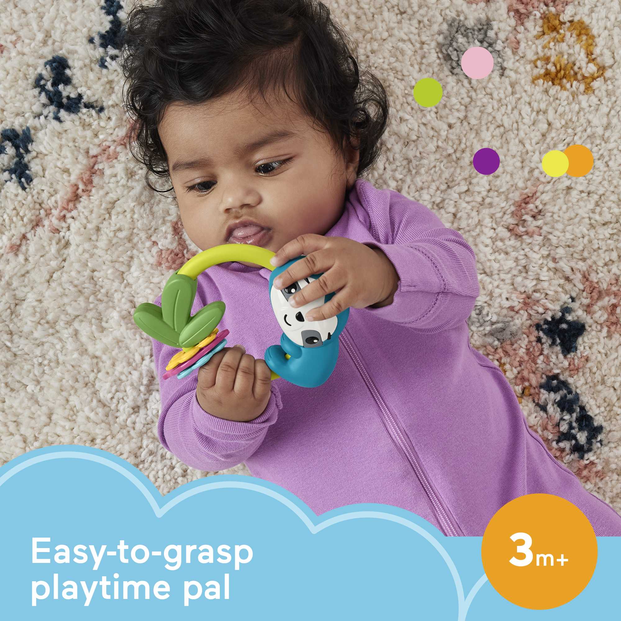 Fisher-Price Baby Sensory Toy With Fine Motor Activities For Newborns, Slide & Clack Sloth