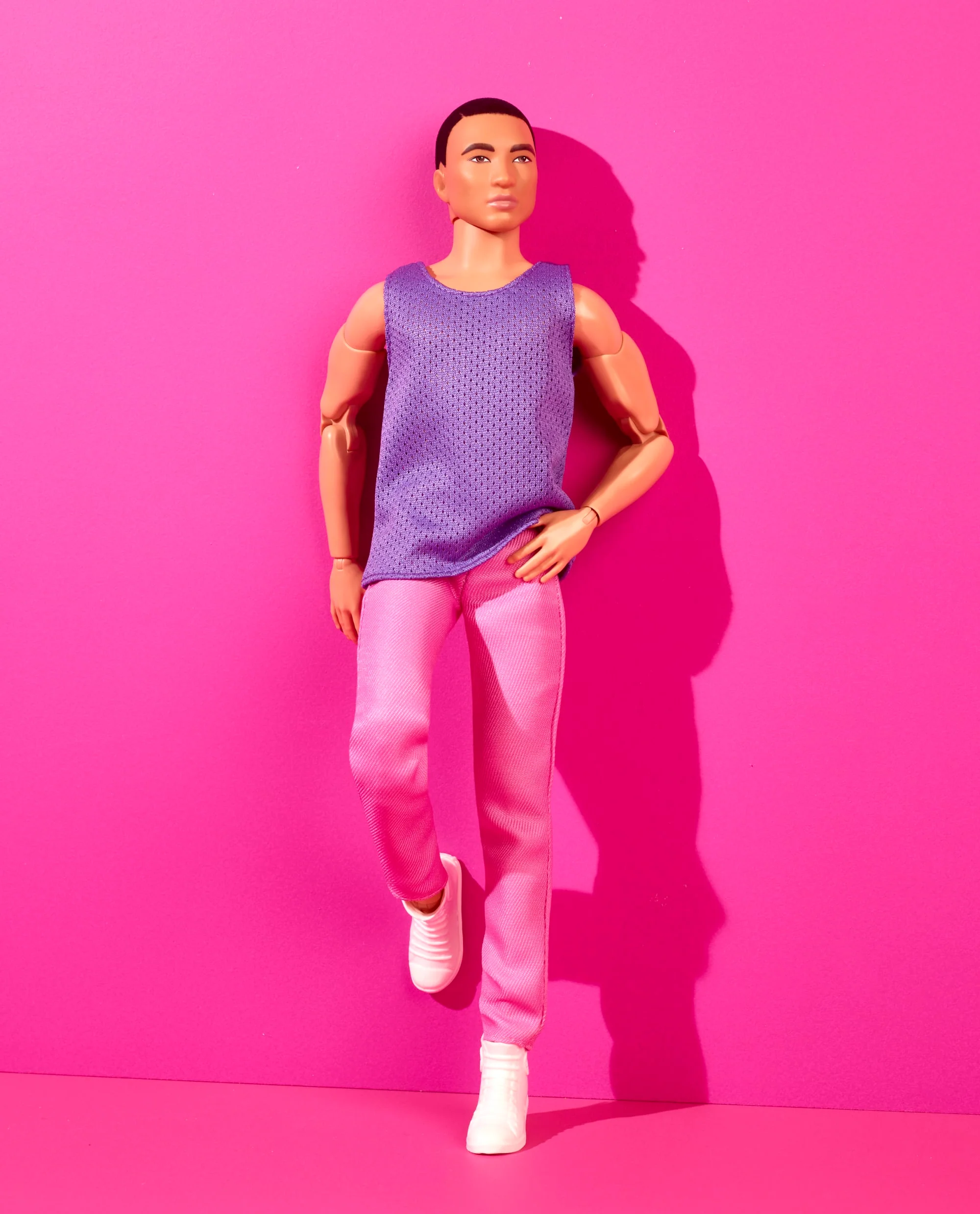 Ken Doll, Barbie Looks, Black Hair, Purple Top With Pink Pants