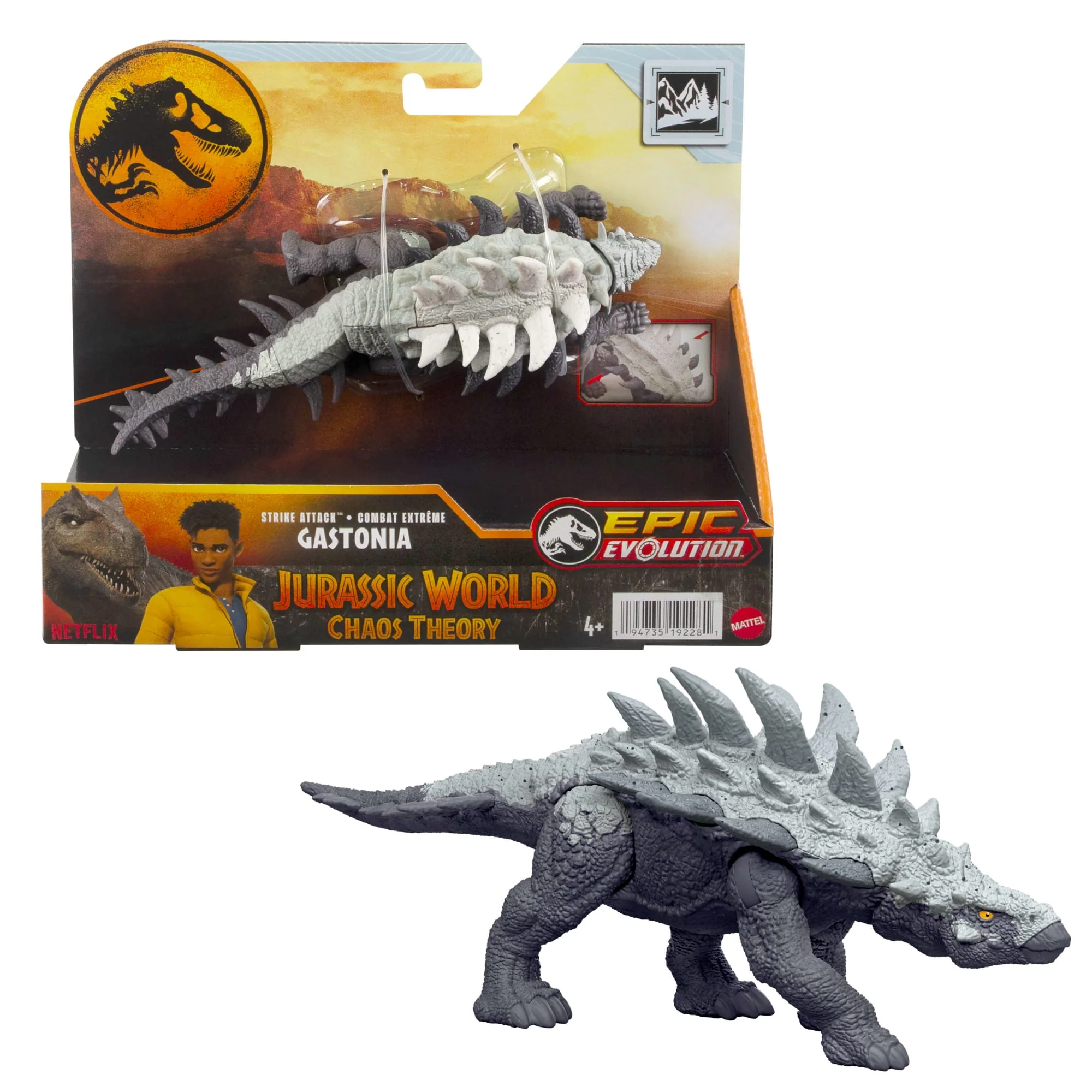 Jurassic World Strike Attack Gastonia Dinosaur Action Figure Toy With Single Strike Action