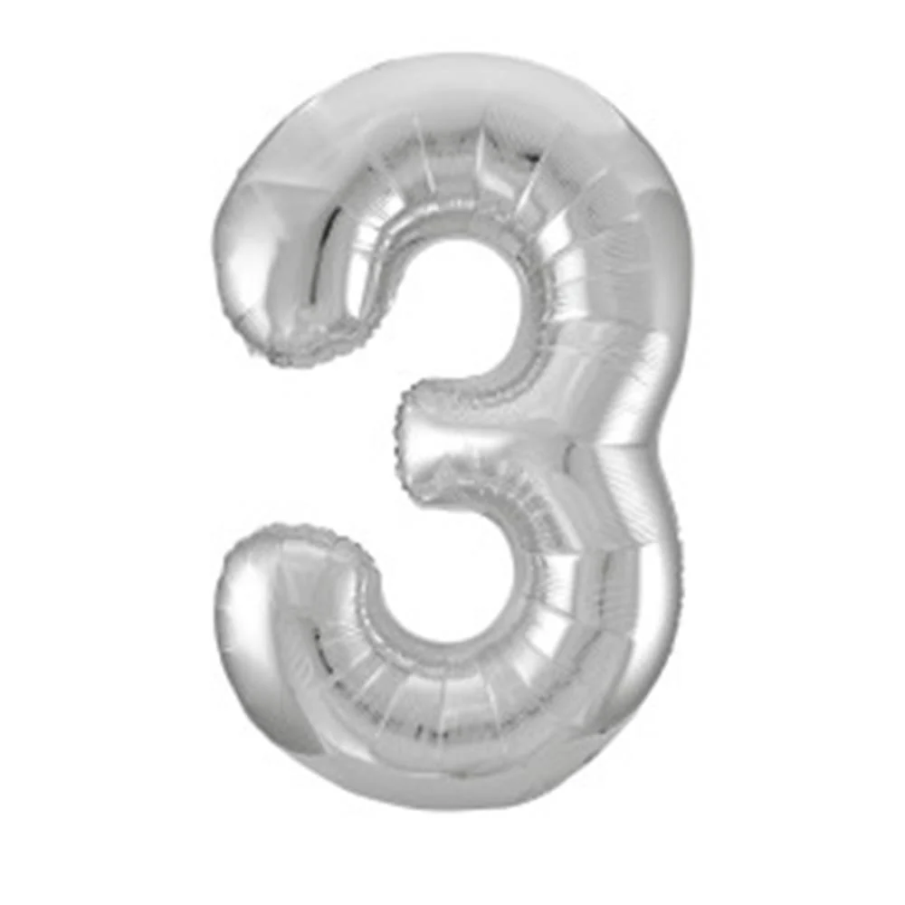 Jumbo Foil Number Balloon 34 inch Silver 3