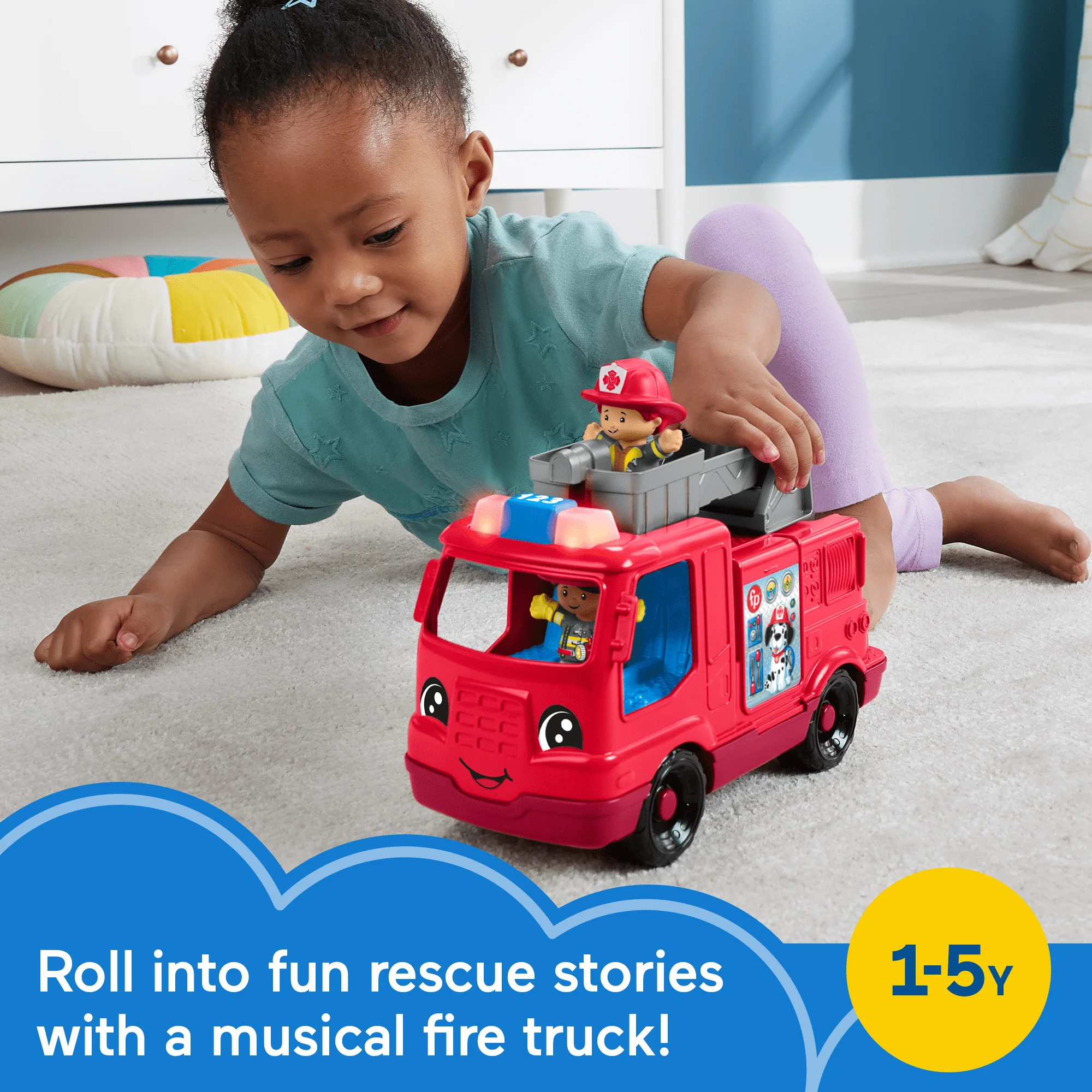 Fisher-Price Little People Fire Truck Musical Toddler Toy With Lights Sounds & 2 Figures