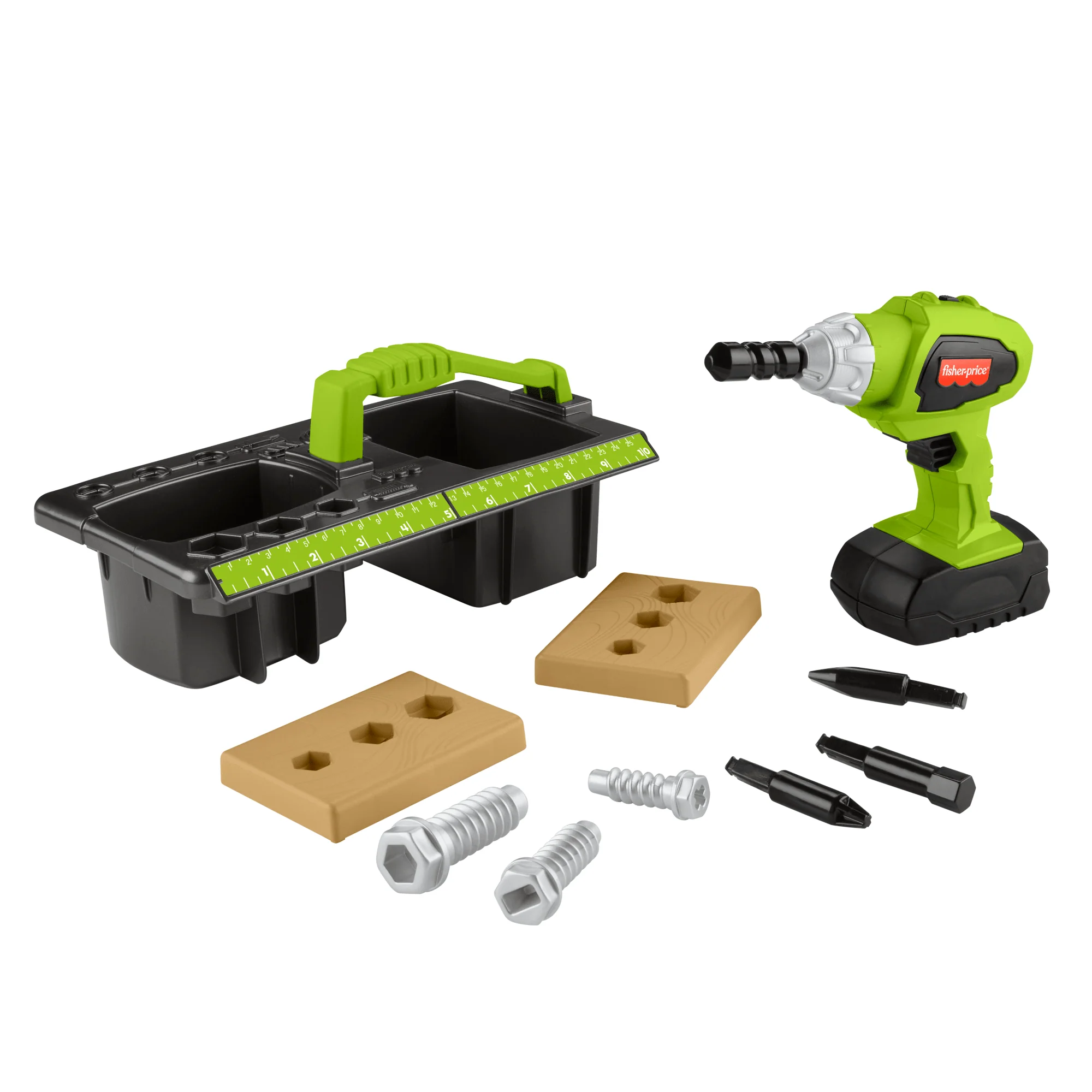 Fisher-Price Drillin’ Action Tool Set Pretend Construction Toys With Sounds, 10-Piece Preschool Toy