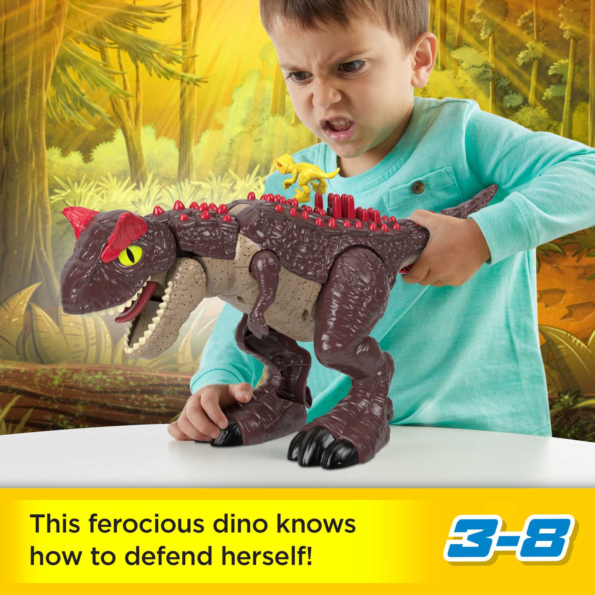 Imaginext Jurassic World Carnotaurus Dinosaur Toy With Spike Strike Action, 2-Piece Preschool Toys
