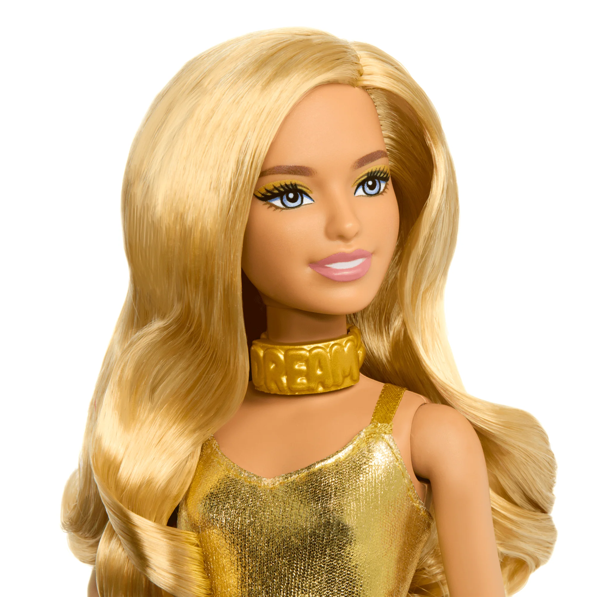 Barbie Fashionistas Doll #222, Petite With Blonde Wavy Hair, Golden Jumpsuit, 65th Anniversary