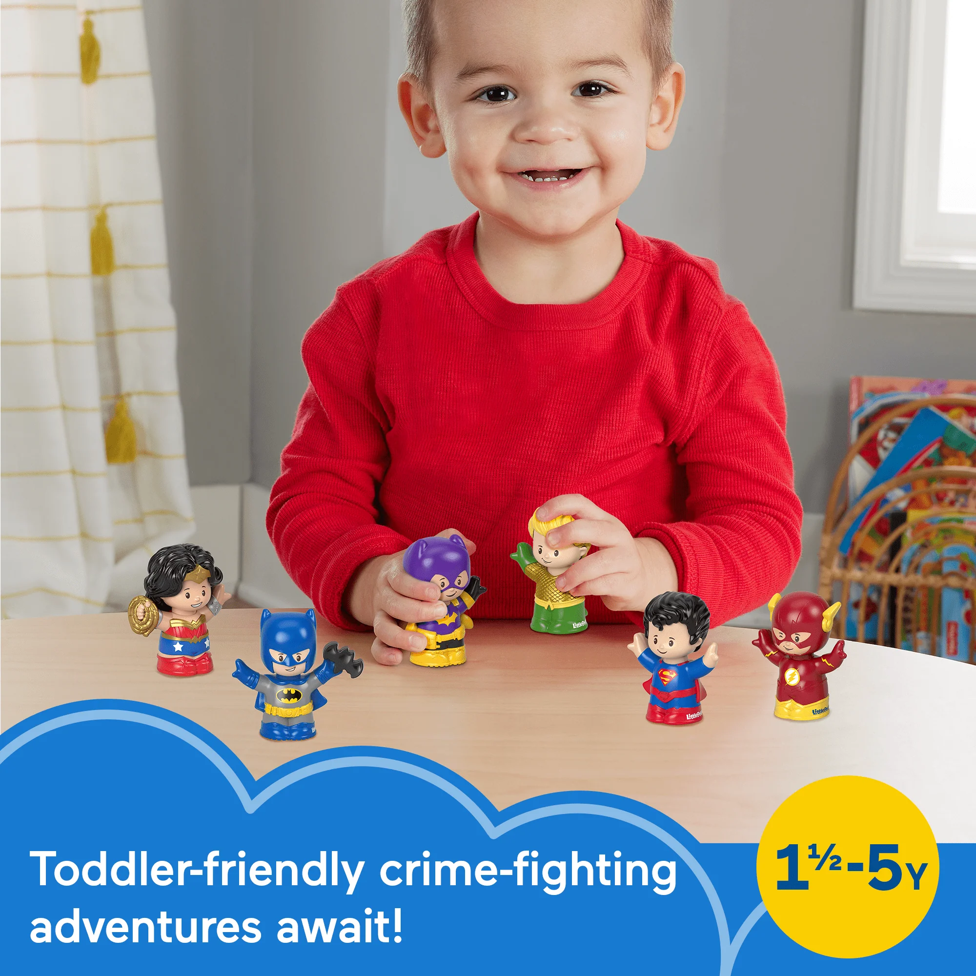 Fisher-Price Little People DC Super Friends Crime-Fighting Figure Pack, 6 Toddler Toys