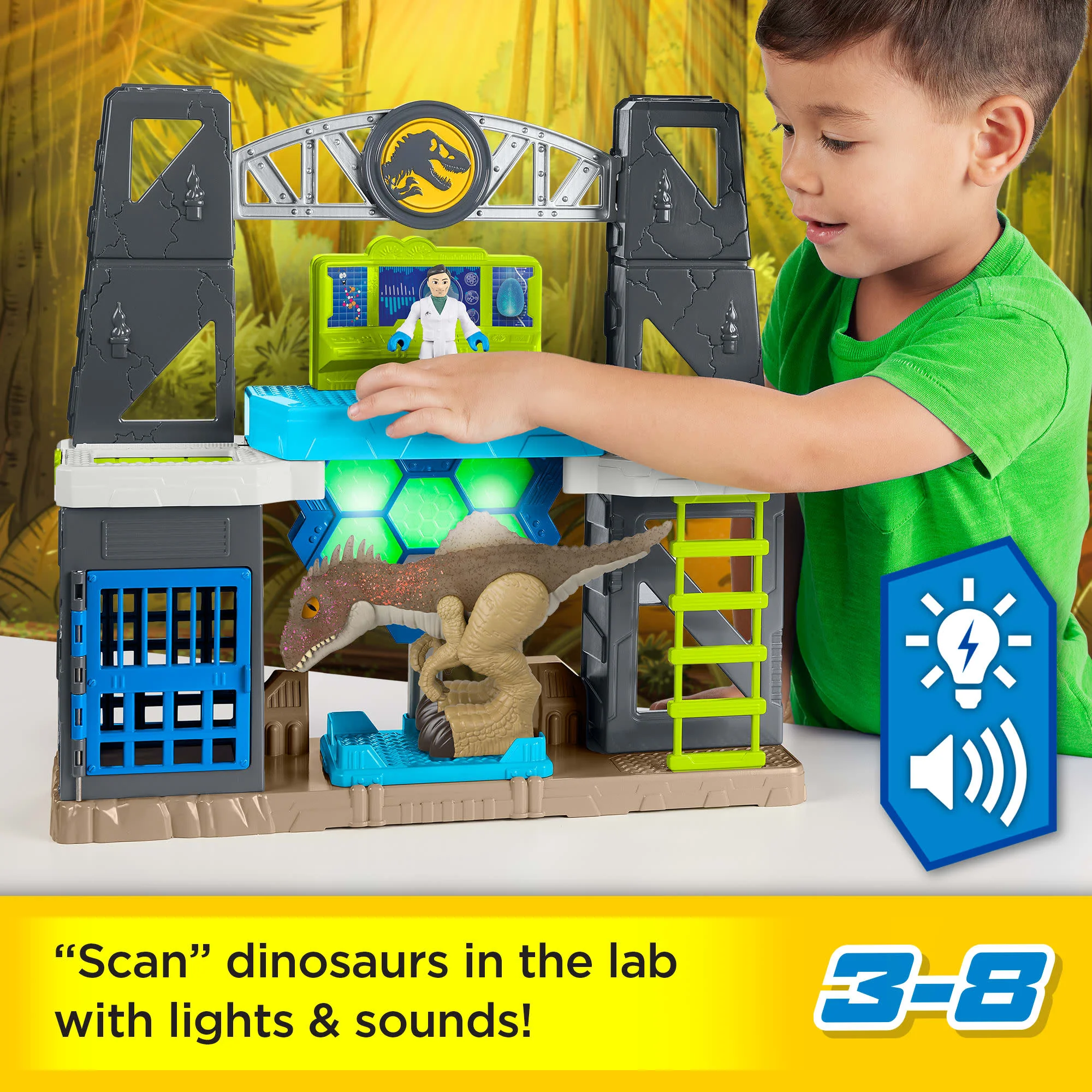 Imaginext Jurassic World Scan & Glow Dino Playset With Lights Sounds & Dinosaur Toys