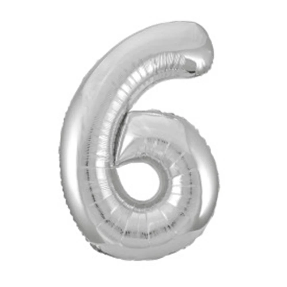 Jumbo Foil Number Balloon 34 inch Silver 6