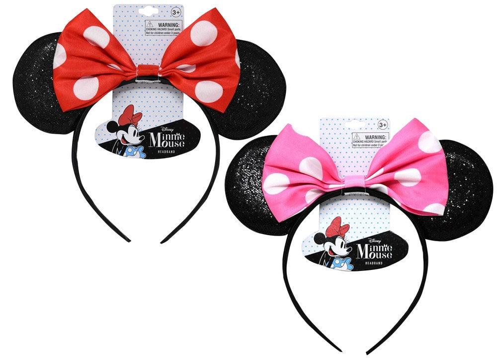 Minnie Ears Headband With Bow Red & Pink Assrtd