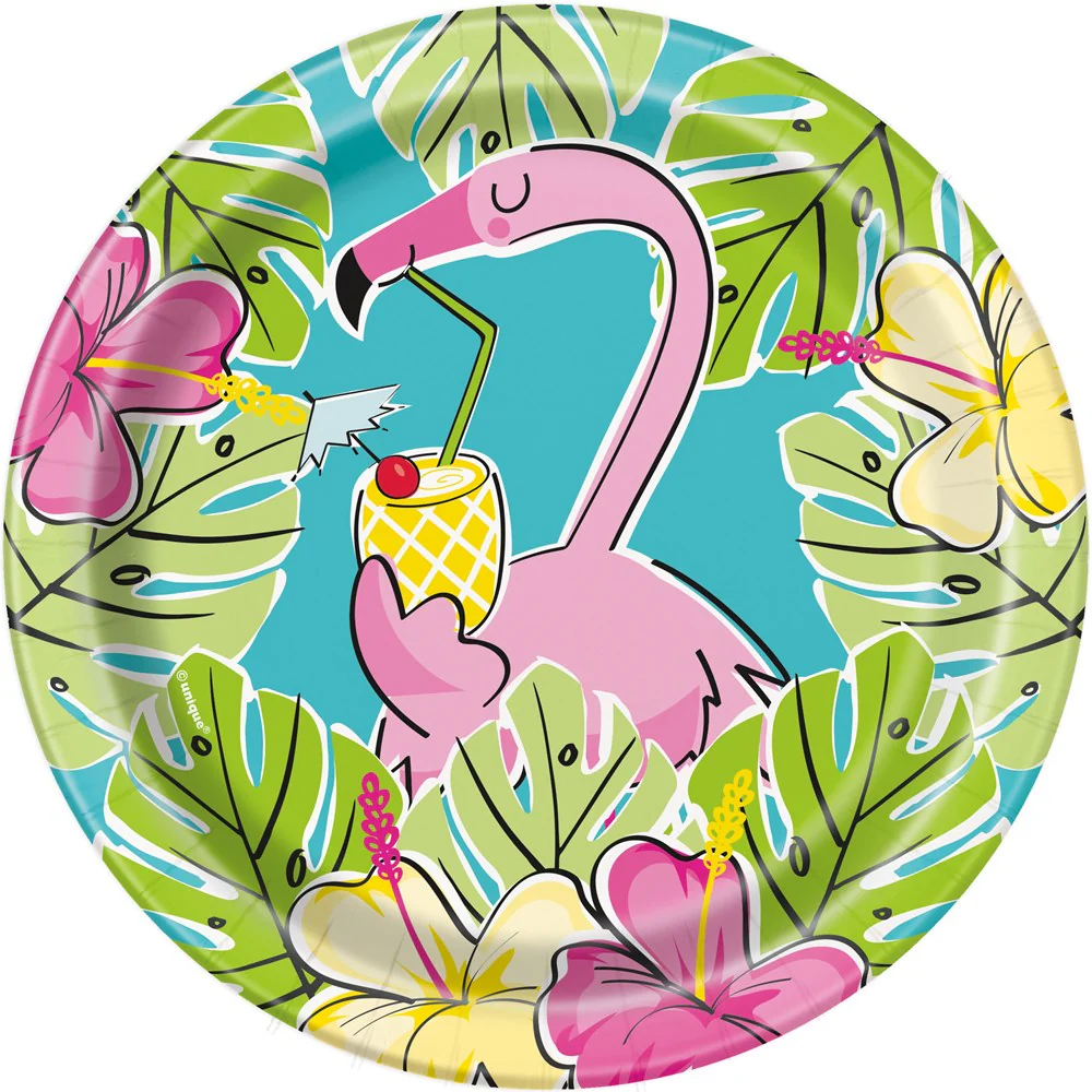 Summer Pineaple Flamingo Plate 7in 8ct