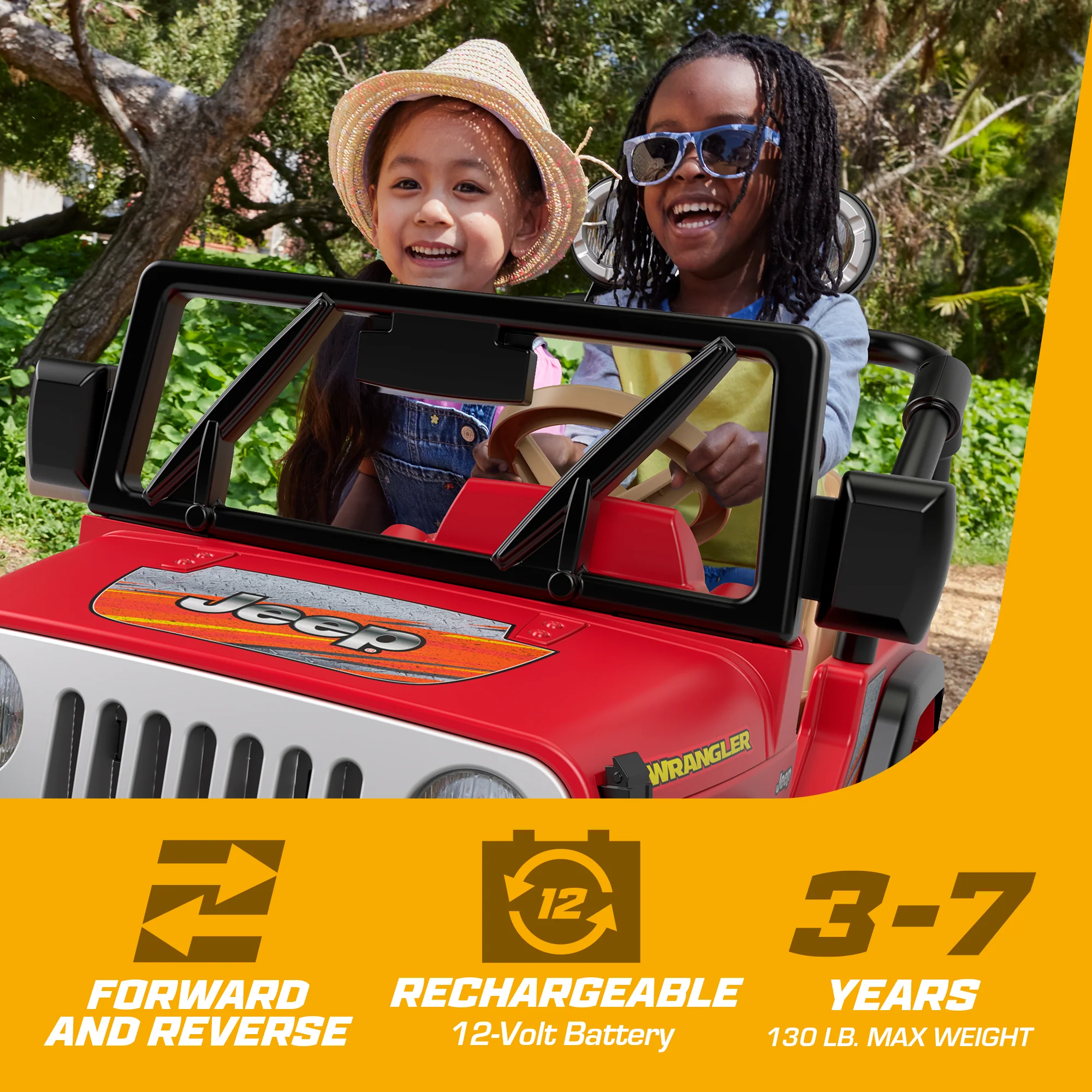 Power Wheels Jeep Wrangler 12V Red And Black Ride On Vehicle