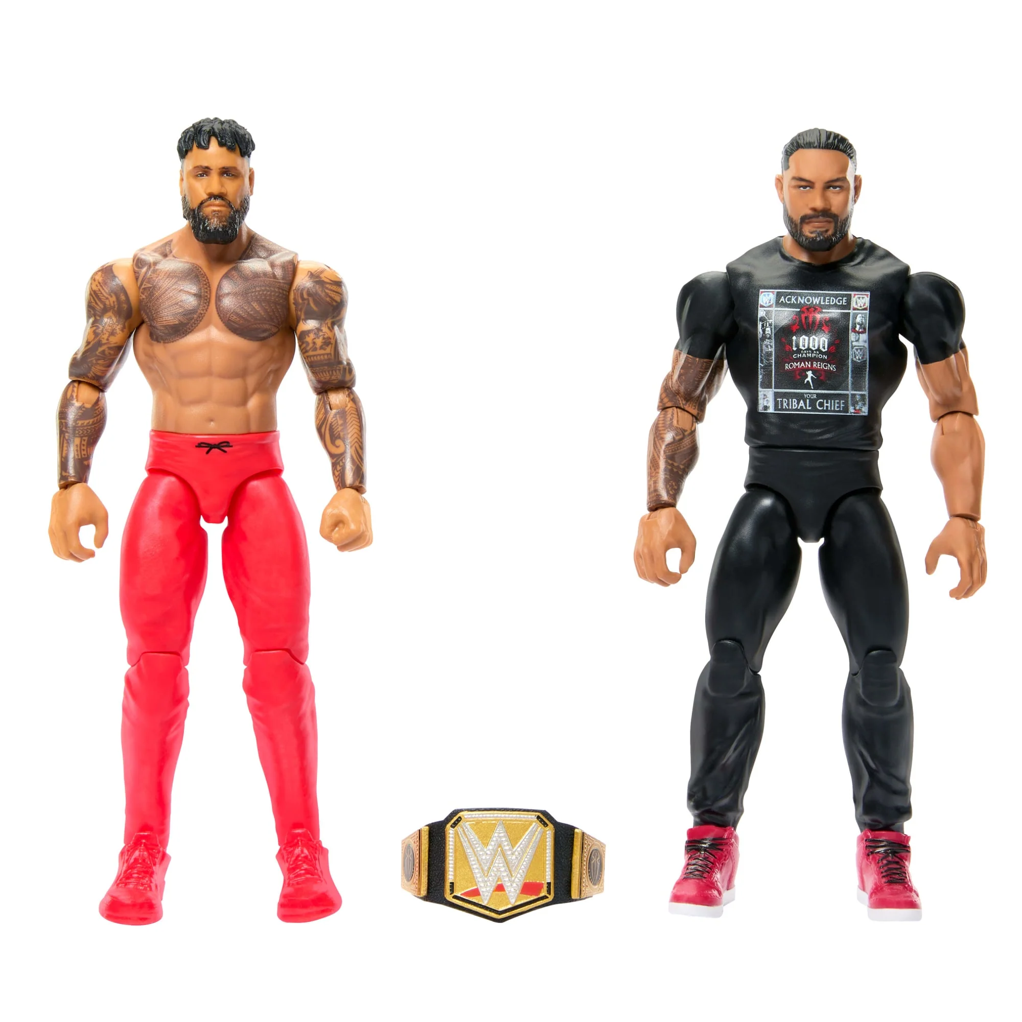 WWE Main Event Championship Showdown Roman Reigns vs Jey Uso 2-Pack Figures & Accessory