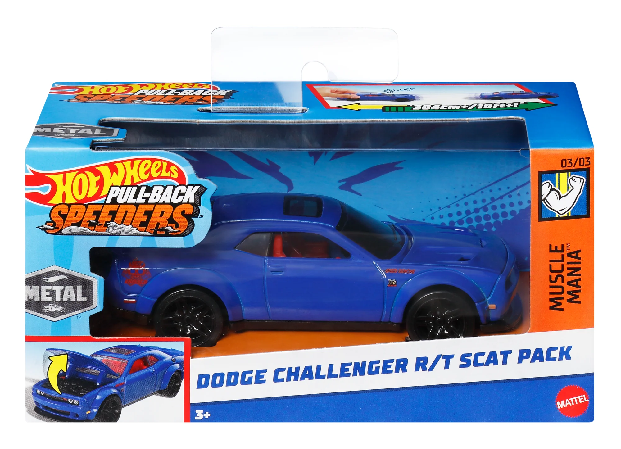 Hot Wheels Pull-Back Speeders Toy Car in 1:43 Scale, Pull Car Backward & Release To Race