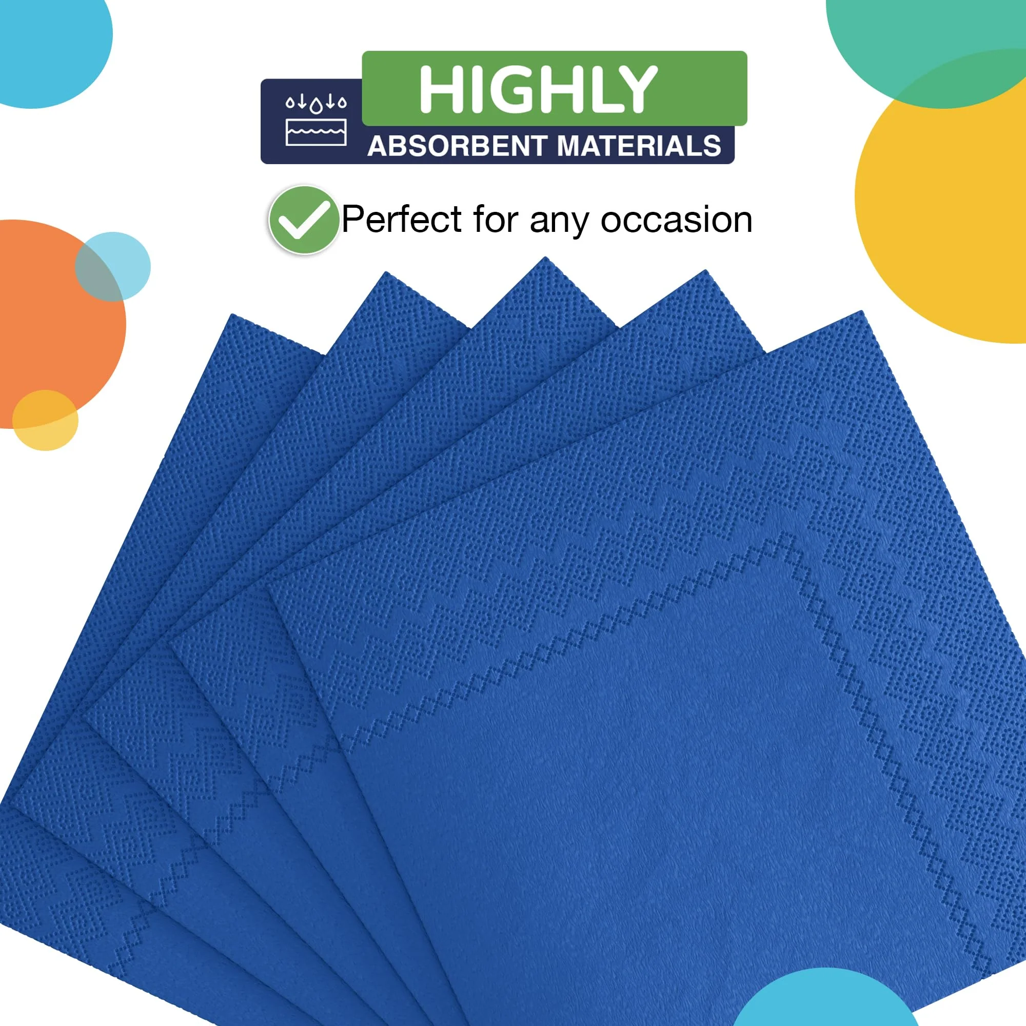 Dark Blue Beverage Napkins | 50 Count