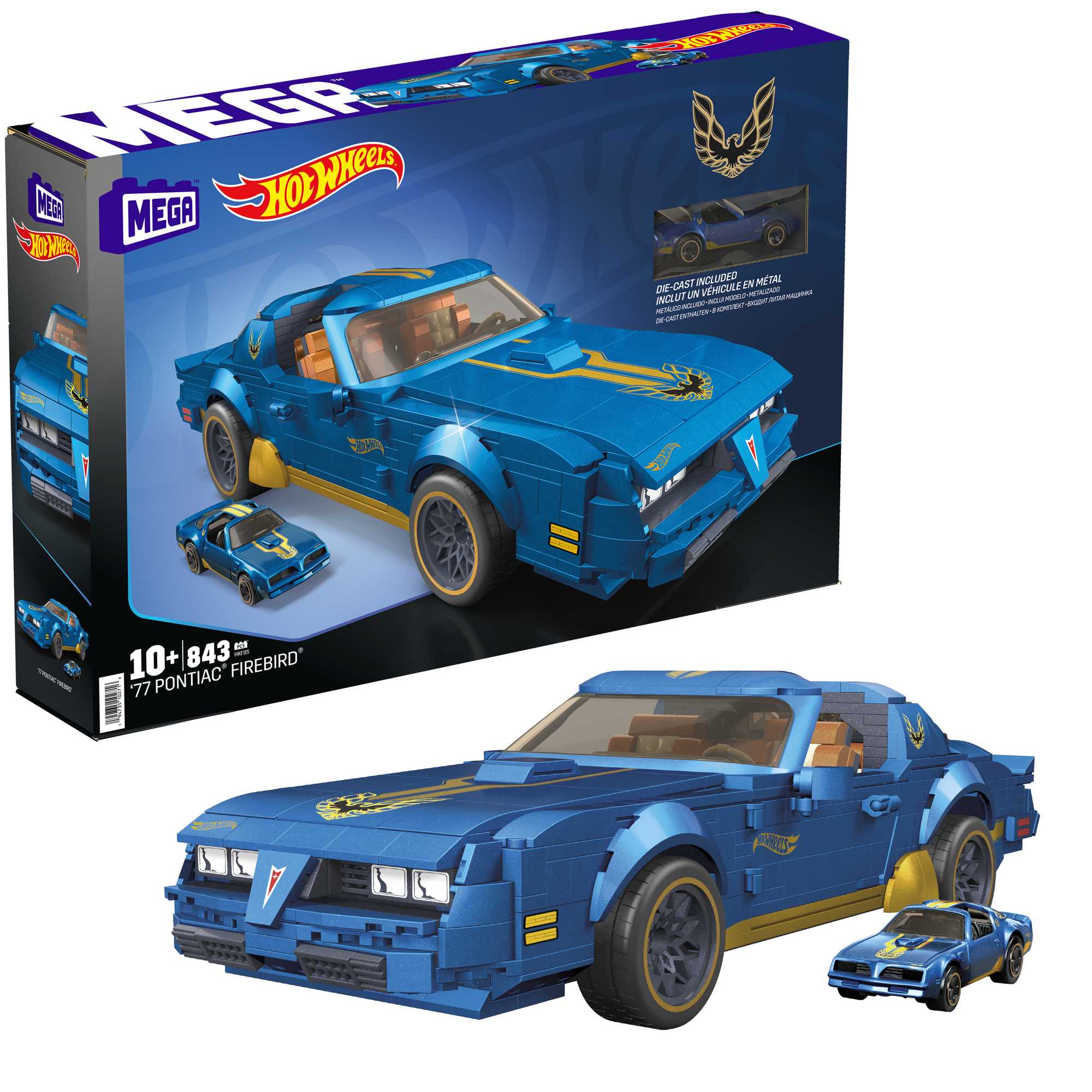 MEGA Hot Wheels '77 Pontiac Firebird (1:18 Scale) Collectible Building Set (844 Pcs)