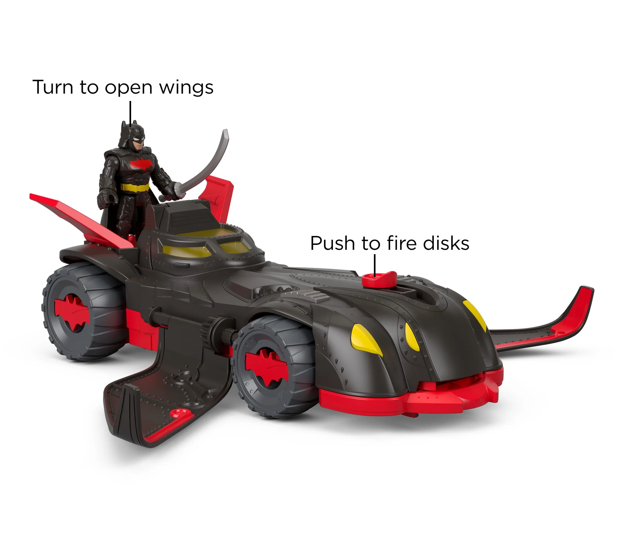 Imaginext DC Super Friends Ninja Armor Batmobile Batman Toy Car With Figure & 3 Accessories