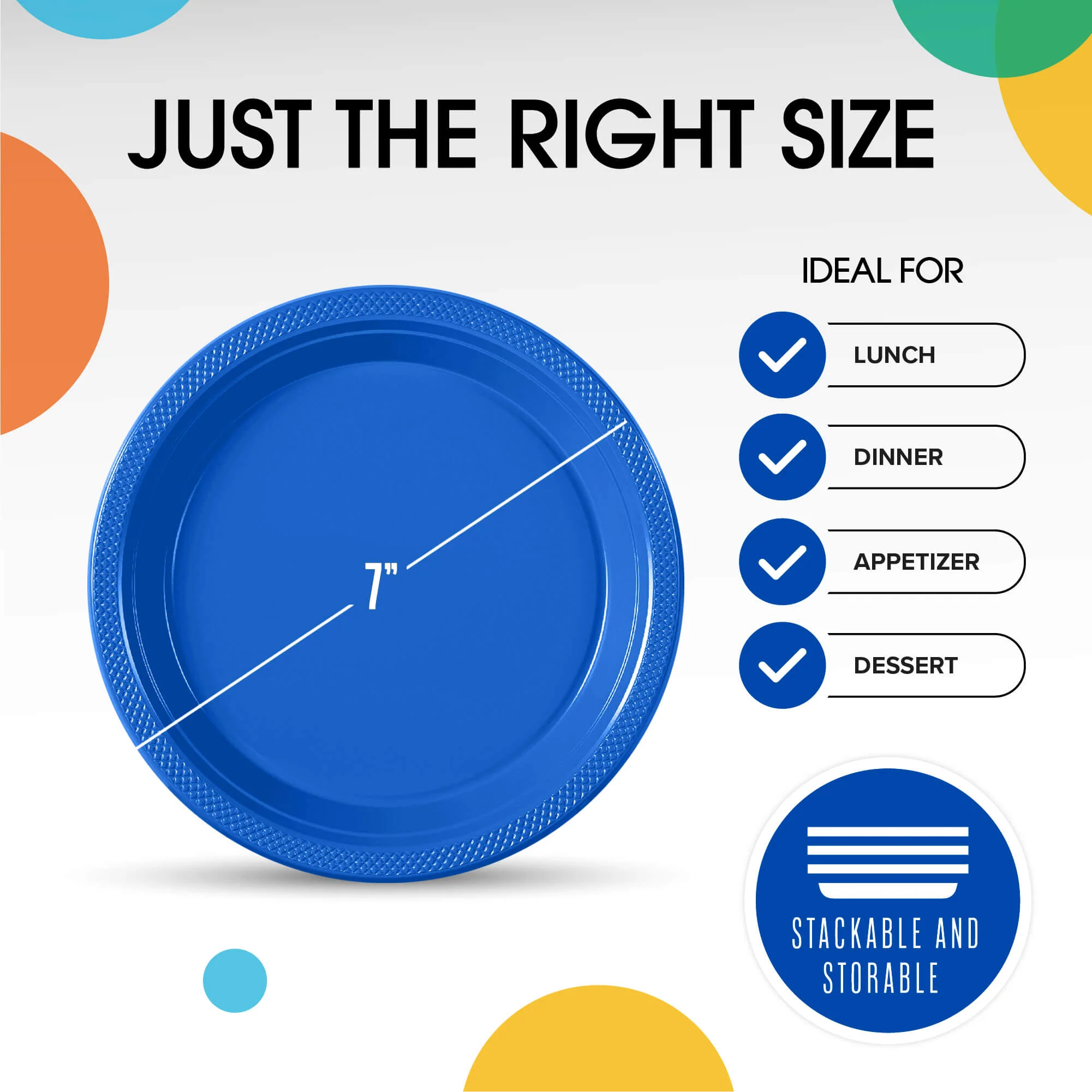 7 In. Dark Blue Plastic Plates | 50 Count