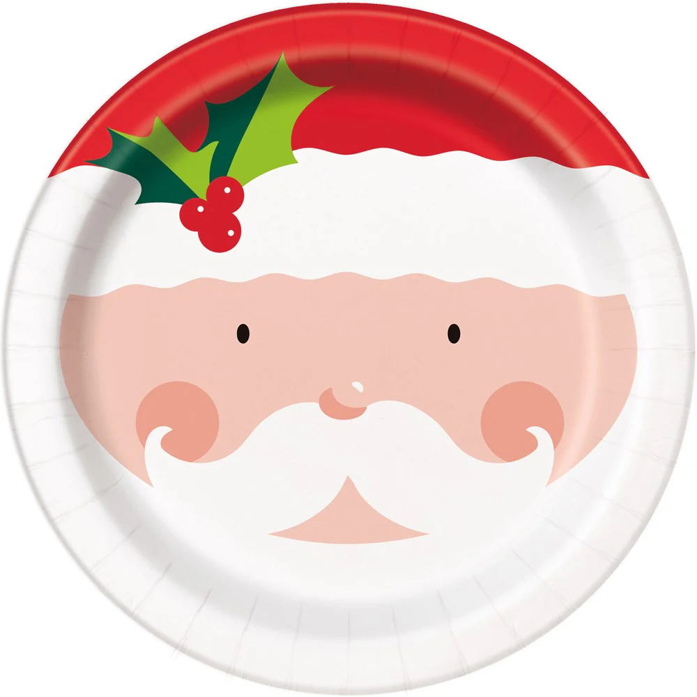 Holly Santa 9in Plate 8ct
